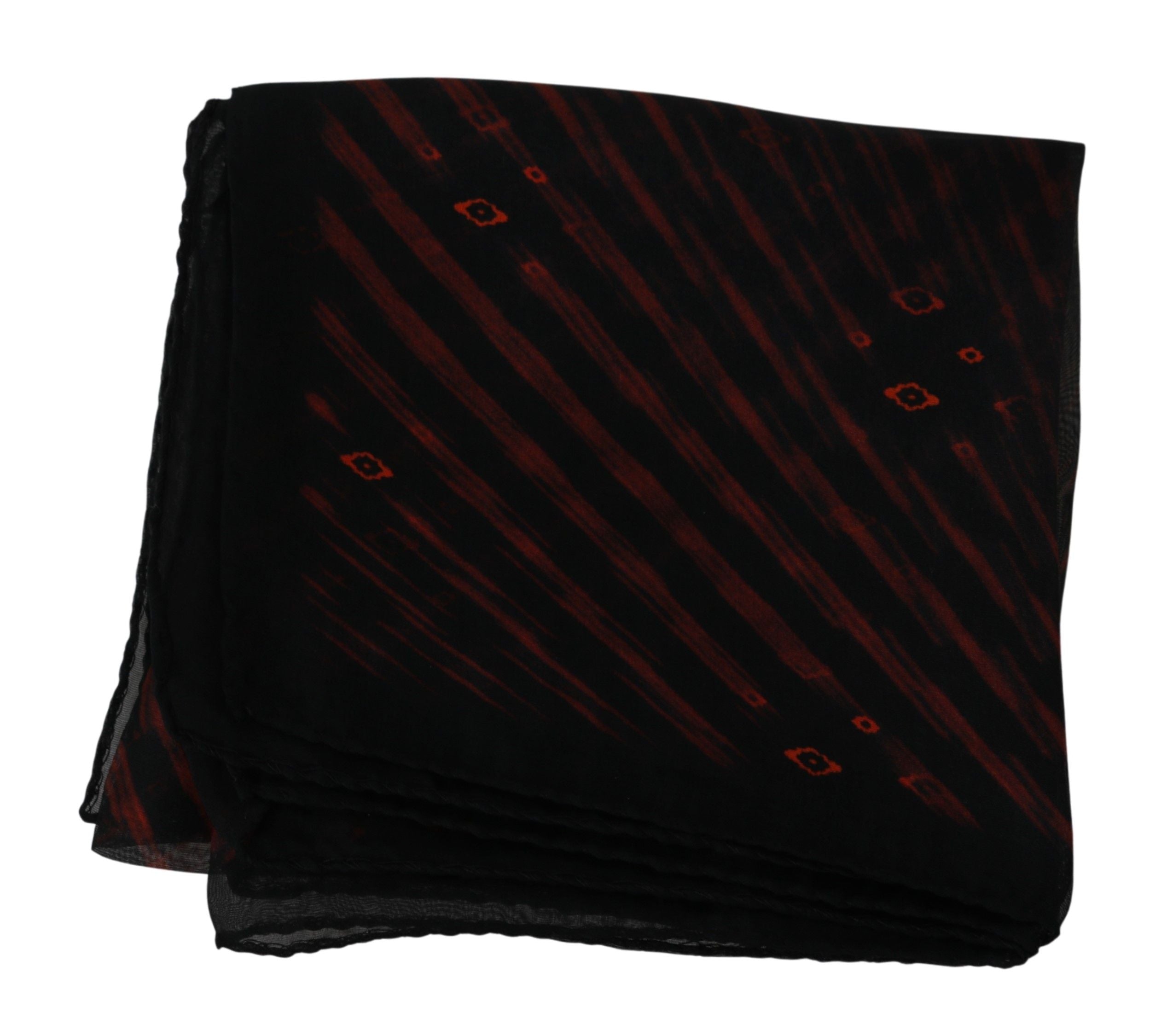 Costume National Eleganter Seidenschal, Bandana-Mütze in Schwarz-Orange