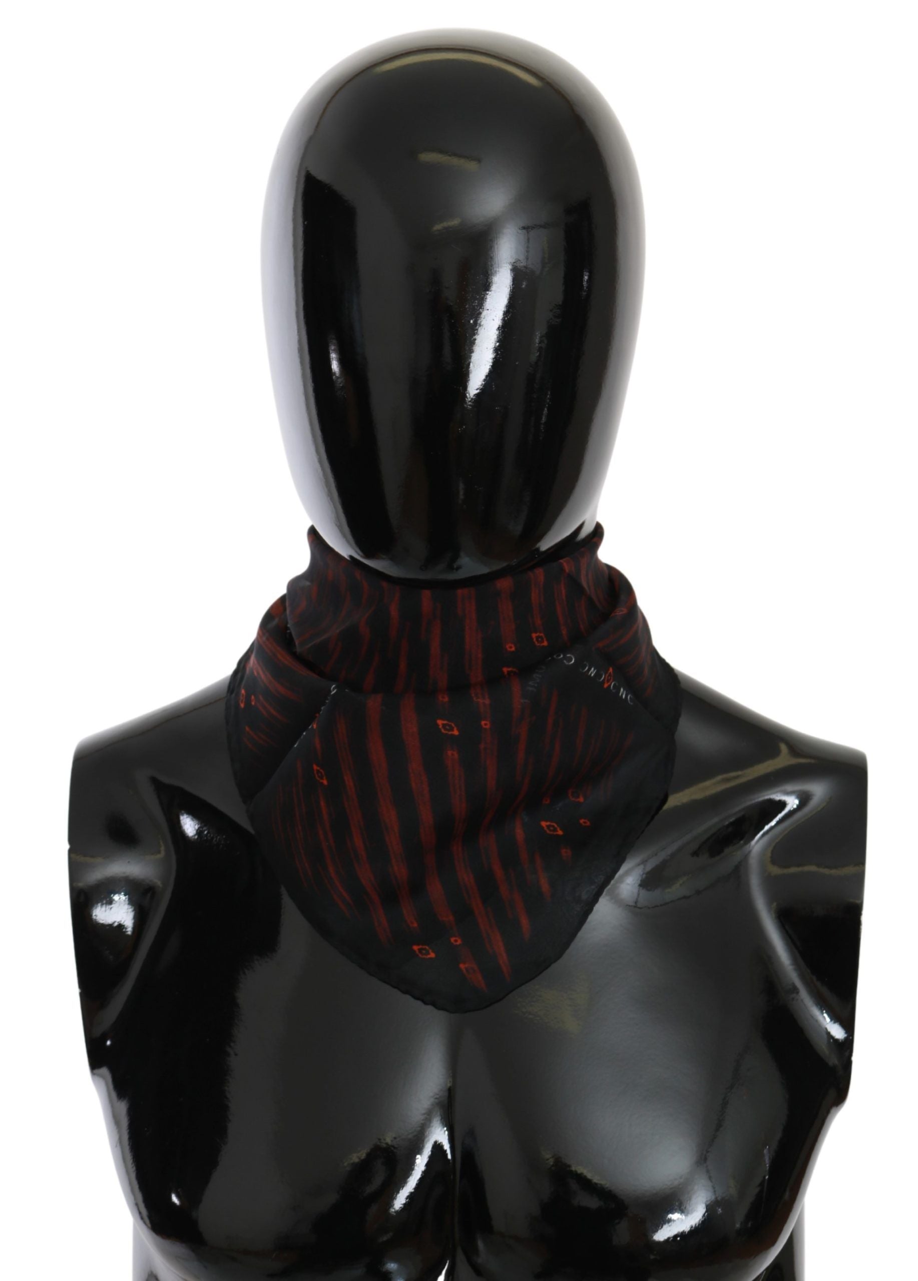 Costume National Eleganter Seidenschal, Bandana-Mütze in Schwarz-Orange
