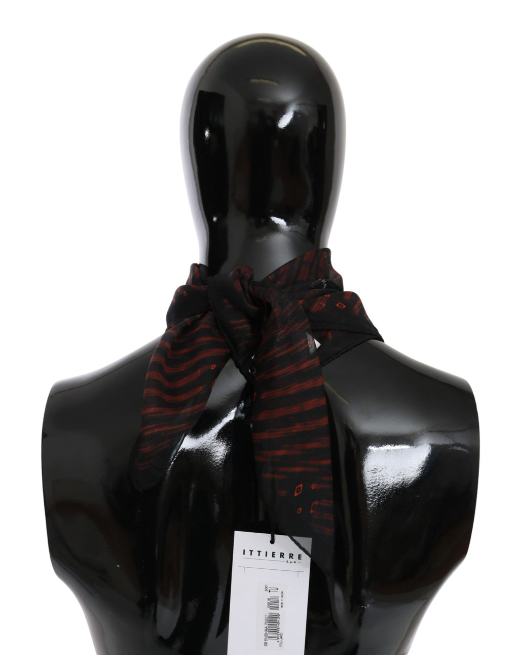 Costume National Eleganter Seidenschal, Bandana-Mütze in Schwarz-Orange