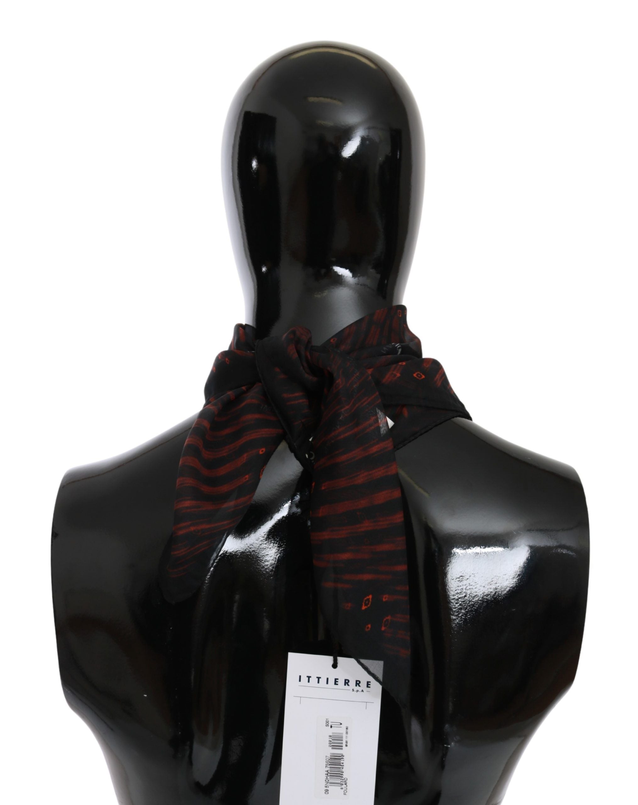 Costume National Eleganter Seidenschal, Bandana-Mütze in Schwarz-Orange