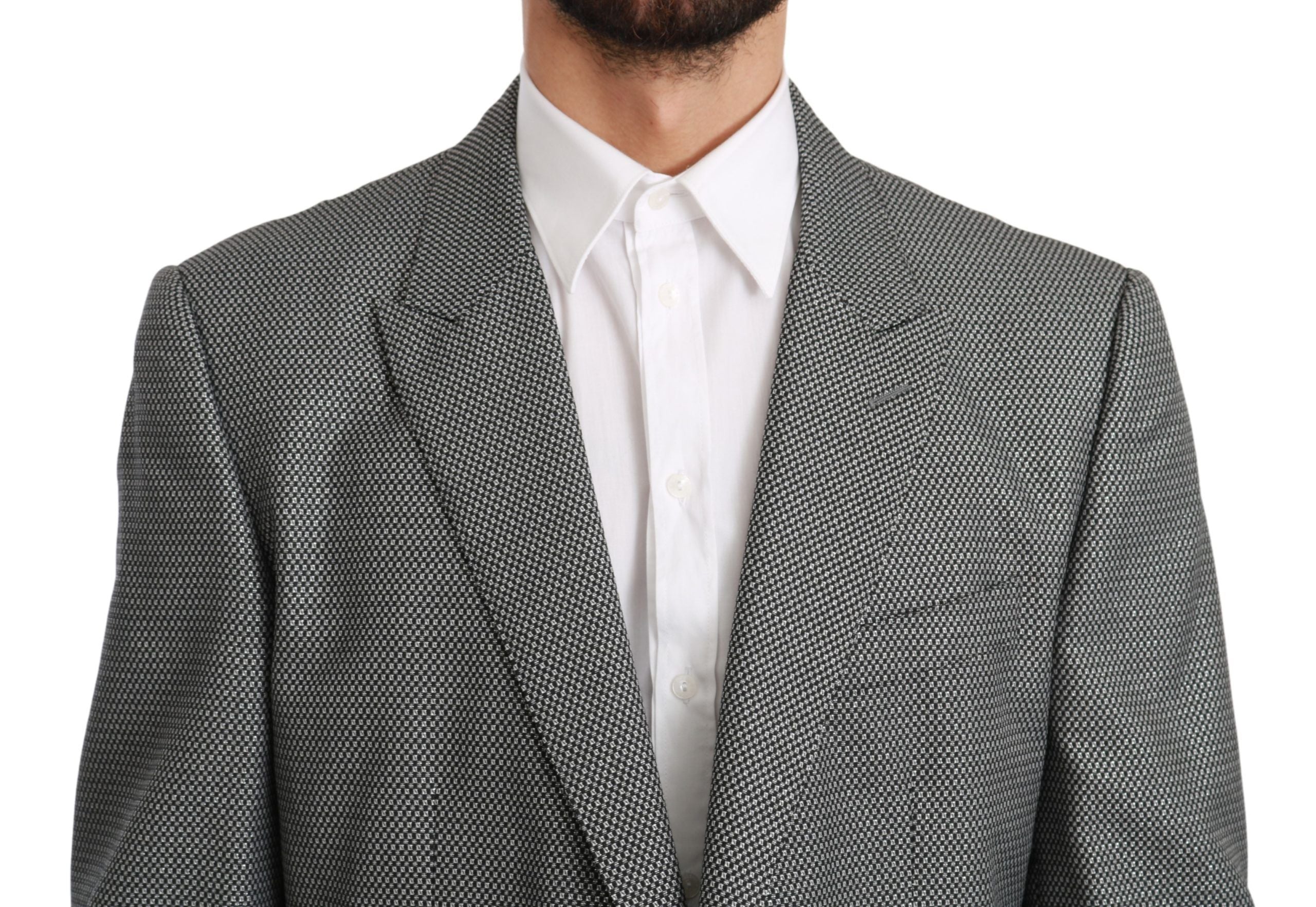 Dolce &amp; Gabbana Eleganter Slim Fit Blazer mit grauem Fantasiemuster