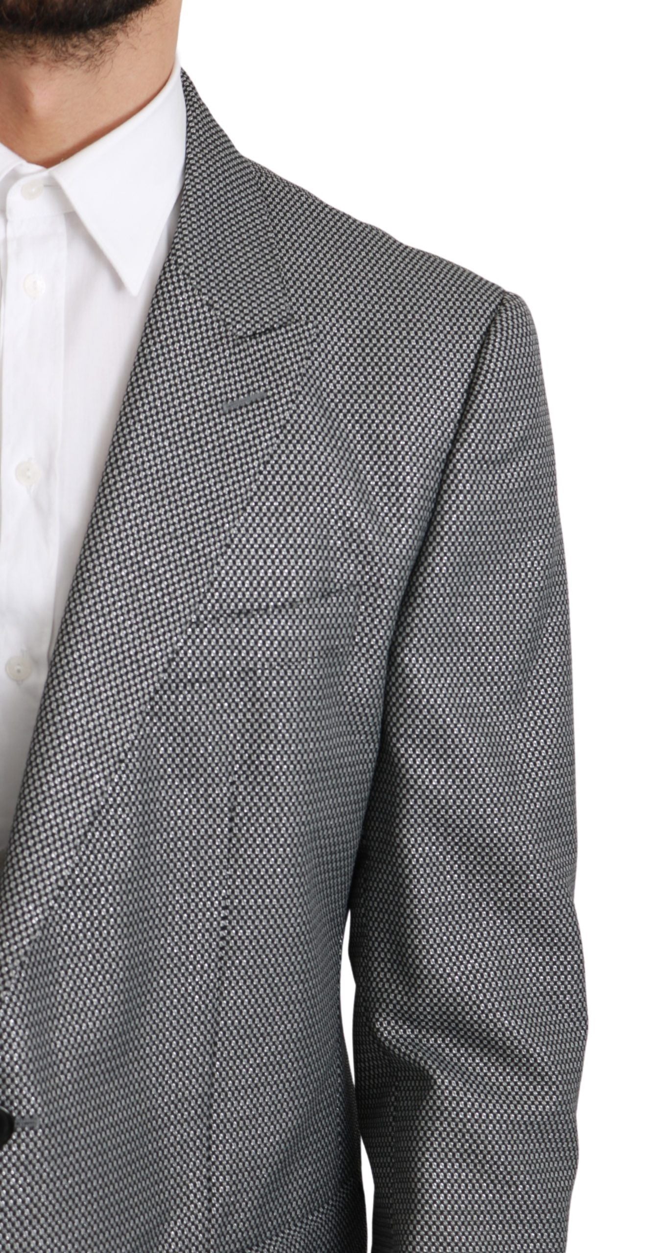 Dolce &amp; Gabbana Eleganter Slim Fit Blazer mit grauem Fantasiemuster