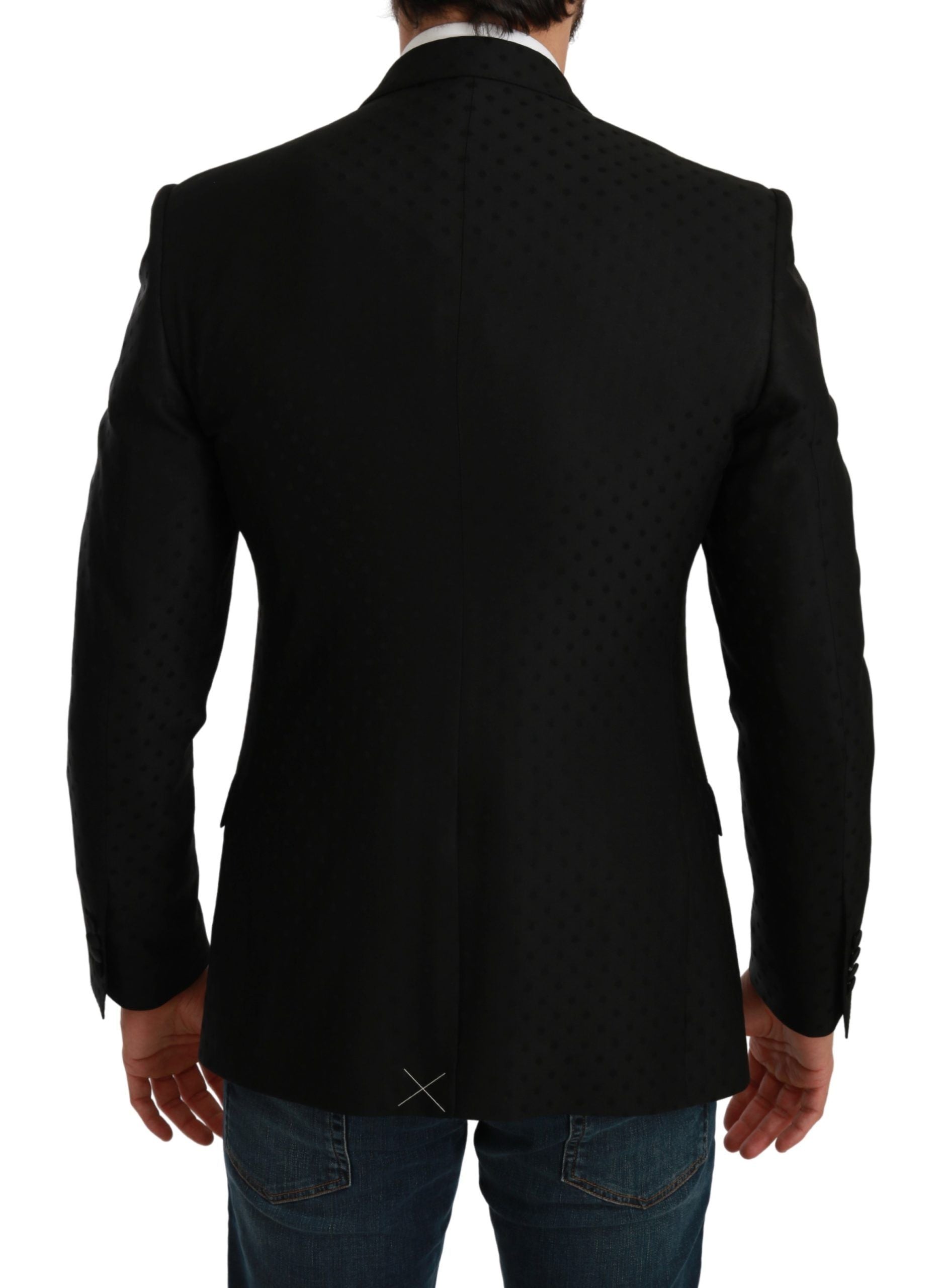 Dolce &amp; Gabbana – Eleganter Blazer aus schwarzer Wollmischung mit Punkten