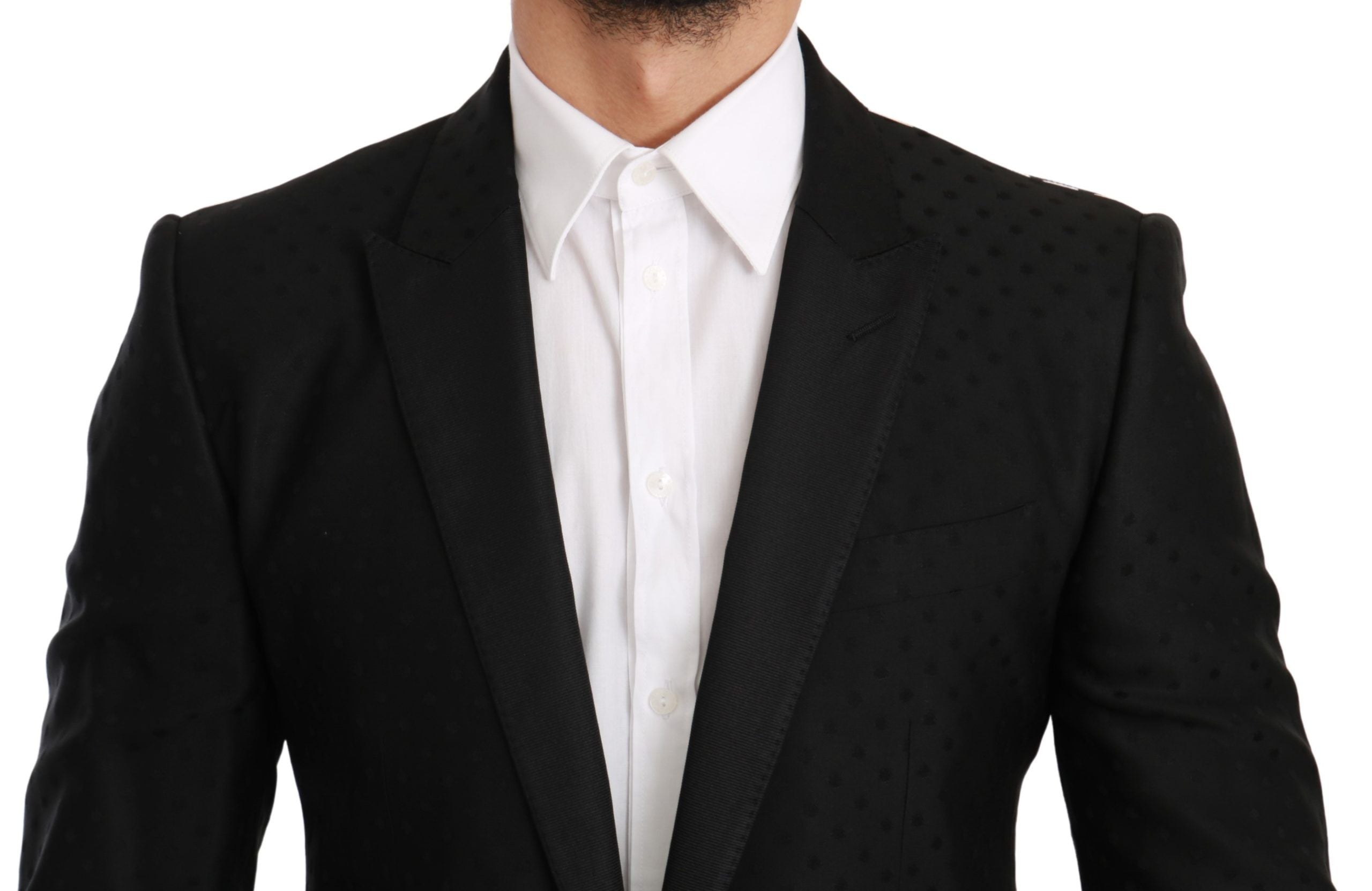 Dolce &amp; Gabbana – Eleganter Blazer aus schwarzer Wollmischung mit Punkten
