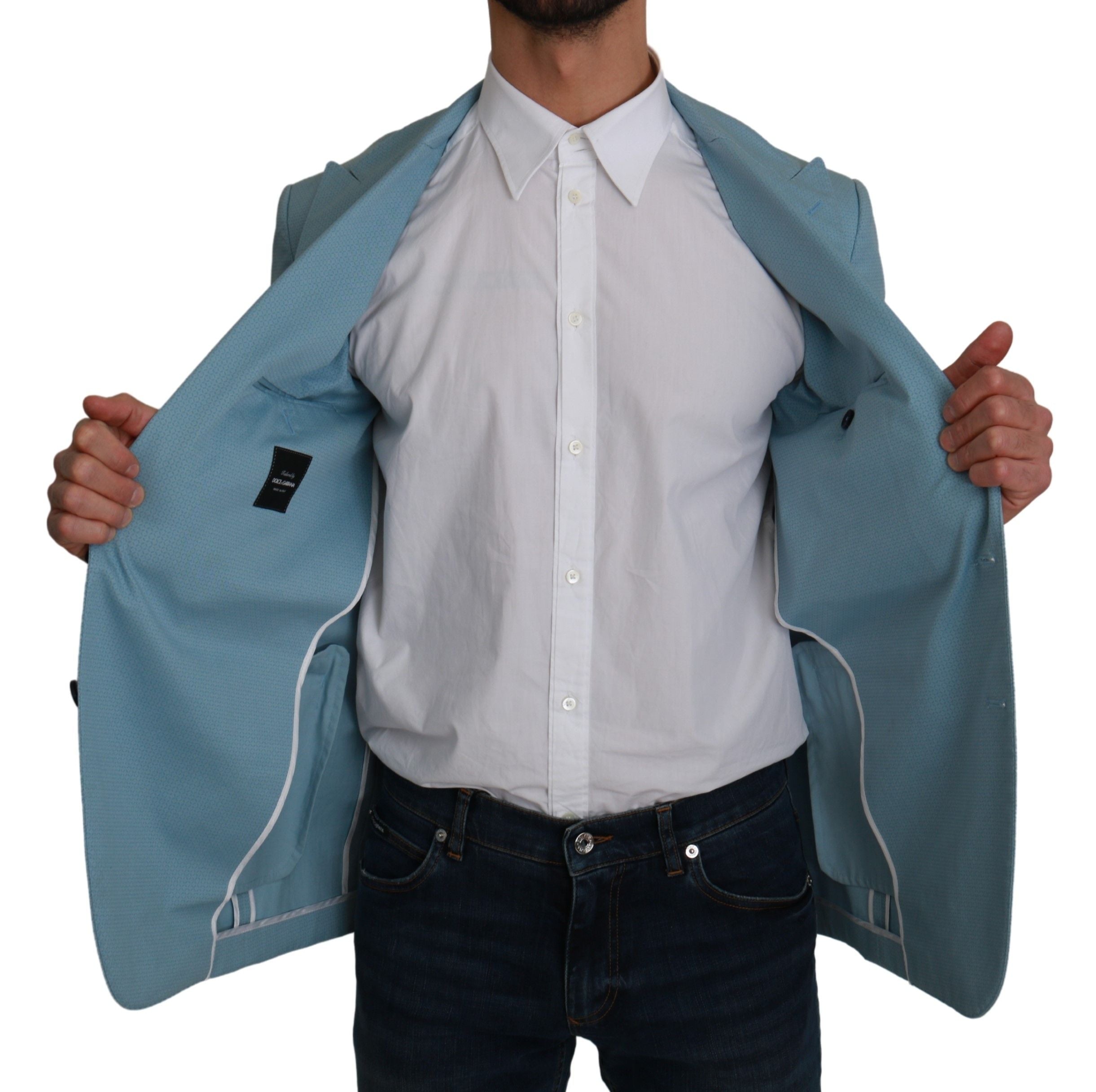Dolce &amp; Gabbana Eleganter blauer Blazer mit Fantasiemuster