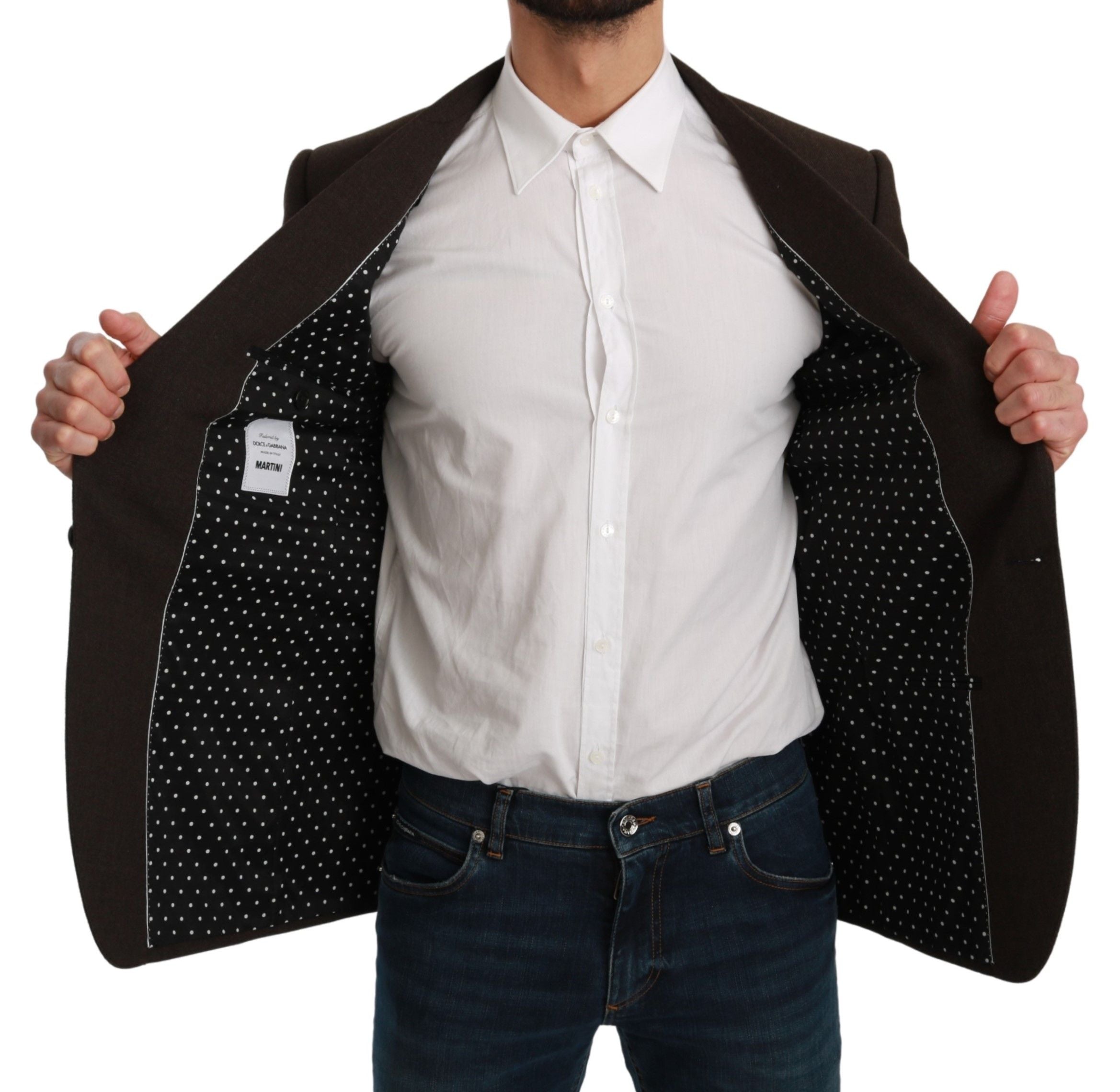 Dolce &amp; Gabbana Eleganter Martini-Blazer aus Schurwolle in Braun