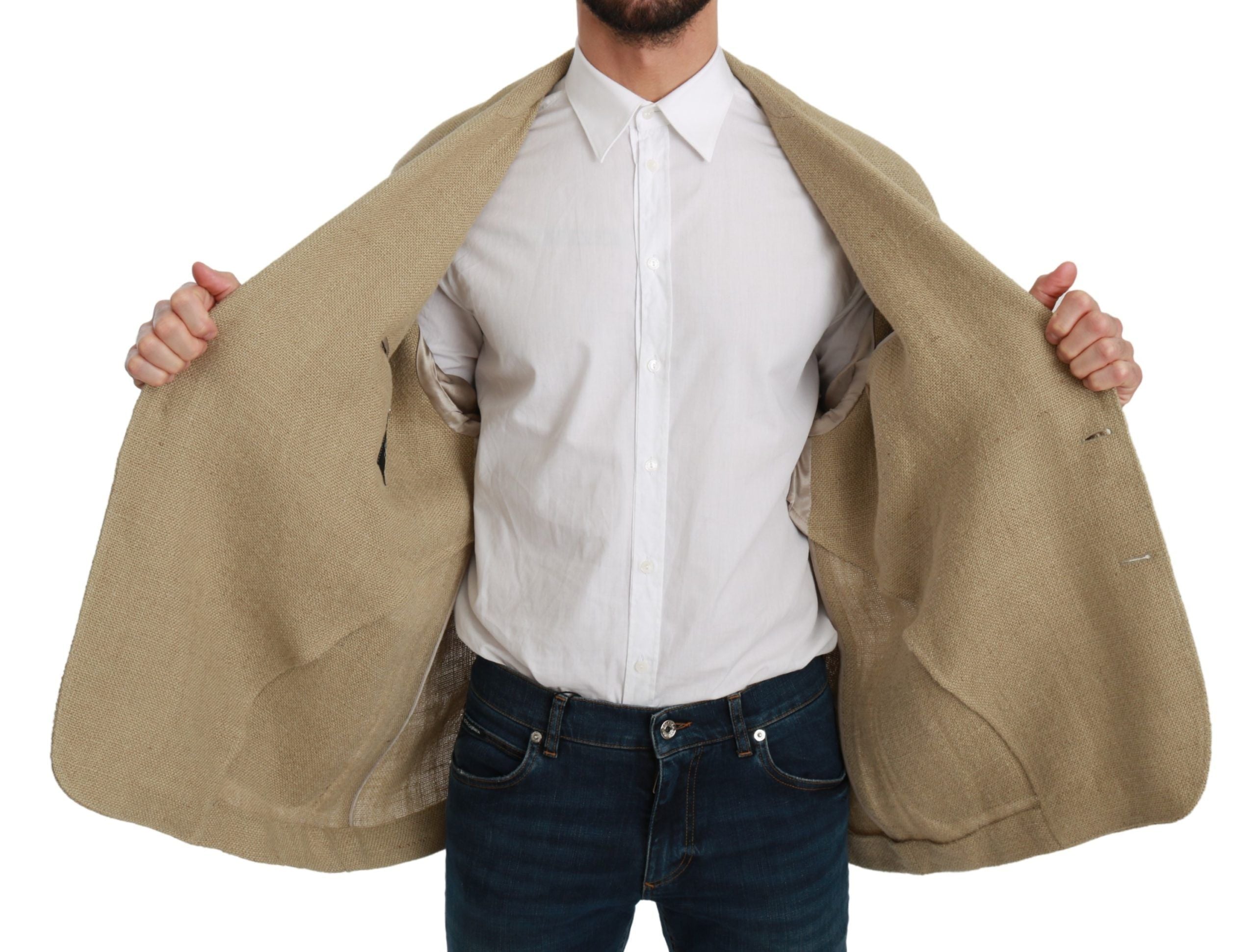 Dolce &amp; Gabbana Schicker einreihiger Jute-Blazer in Beige