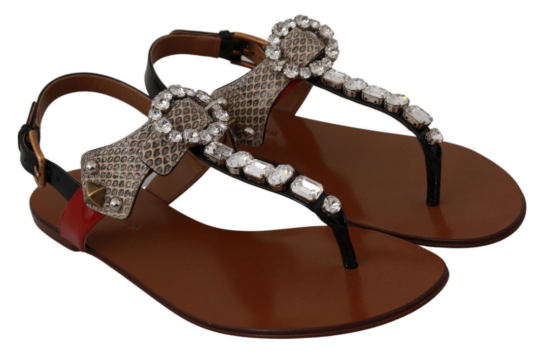 Dolce &amp; Gabbana Elegante Riemchensandalen mit exotischem Charme