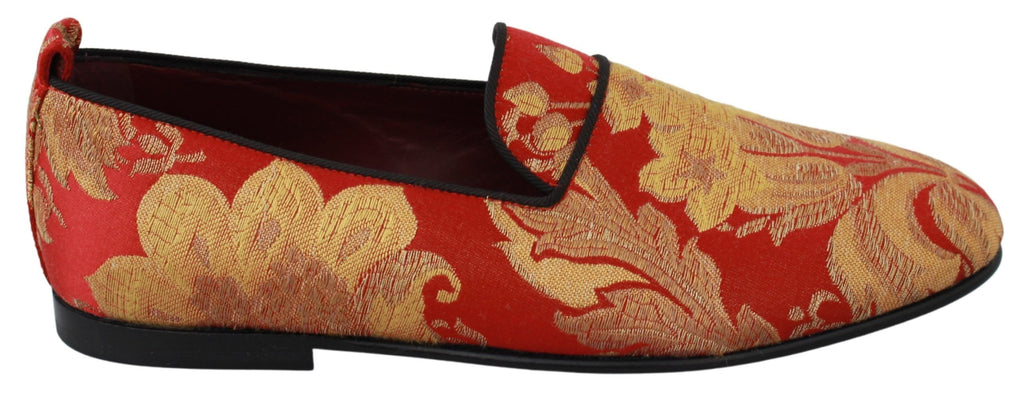 Dolce &amp; Gabbana – Loafer aus Brokat in Roségold