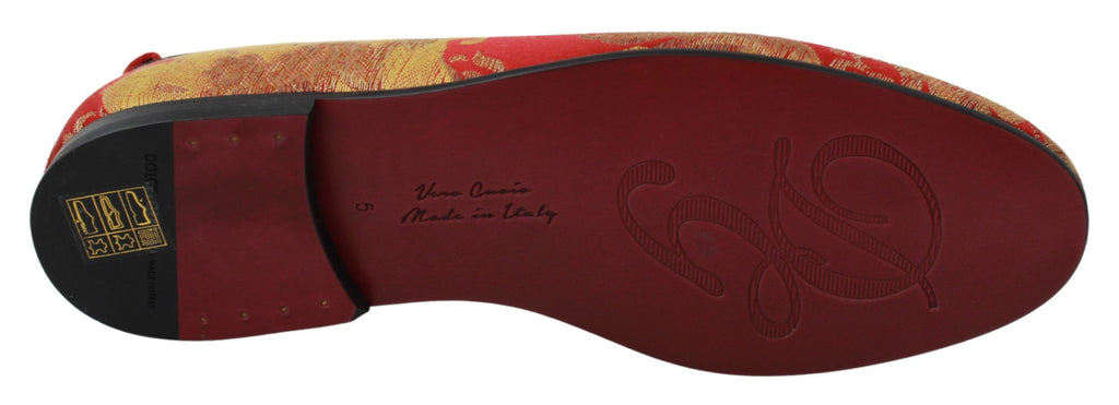 Dolce &amp; Gabbana – Loafer aus Brokat in Roségold