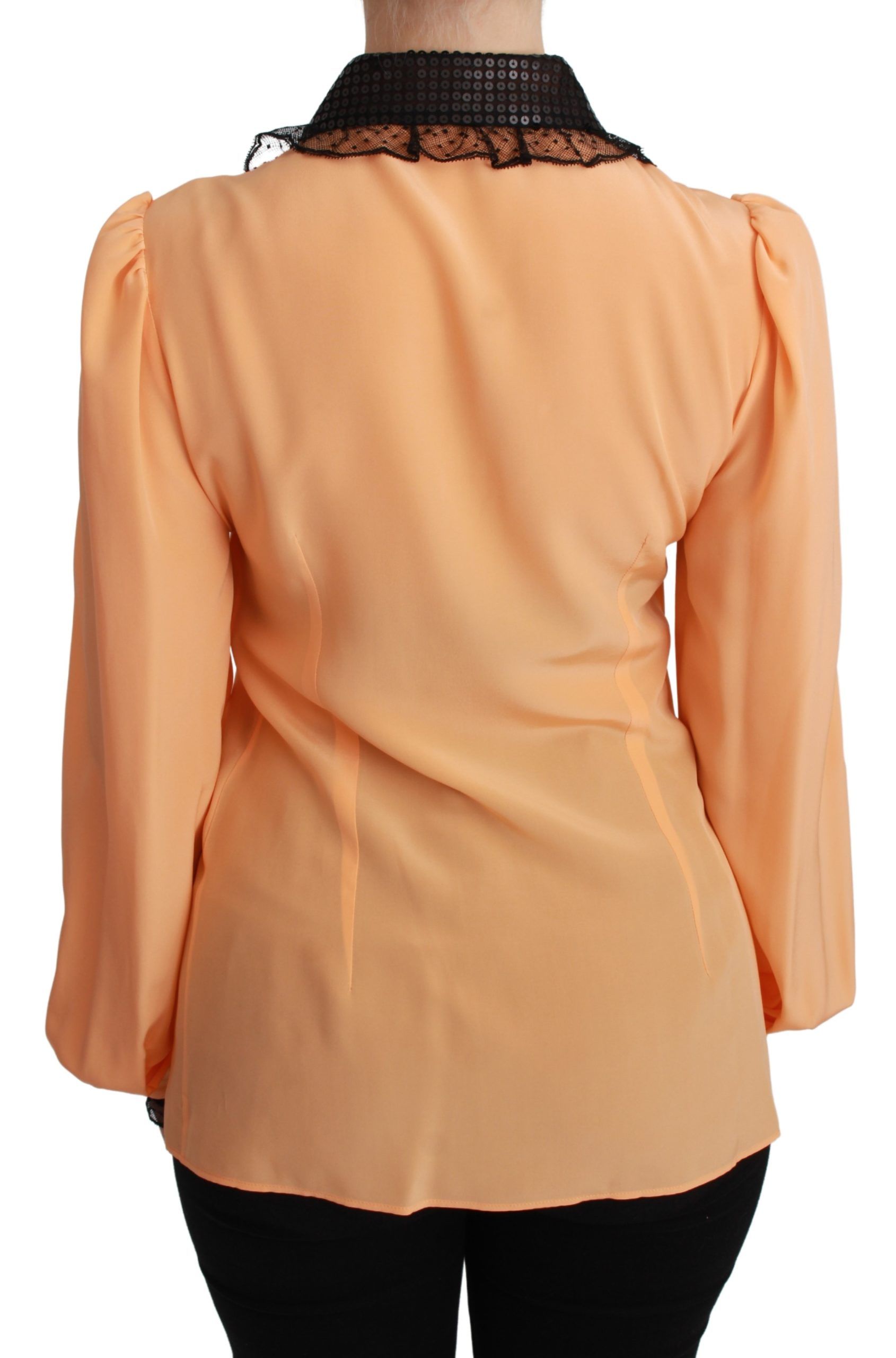 Dolce &amp; Gabbana – Gelbe Bluse aus Seidenmischung mit Paillettenkragen