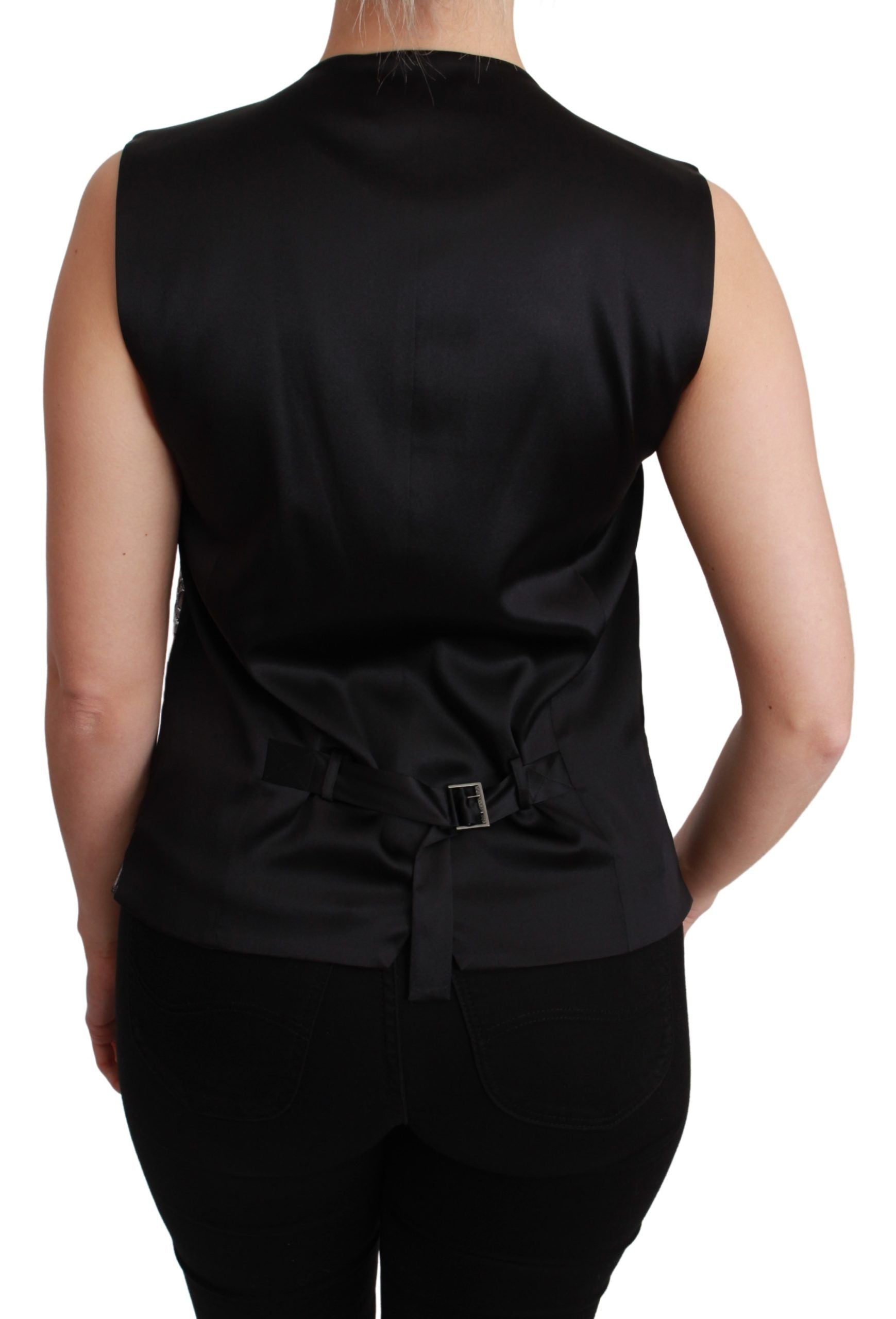 Dolce &amp; Gabbana Elegante silberne ärmellose Brokatweste