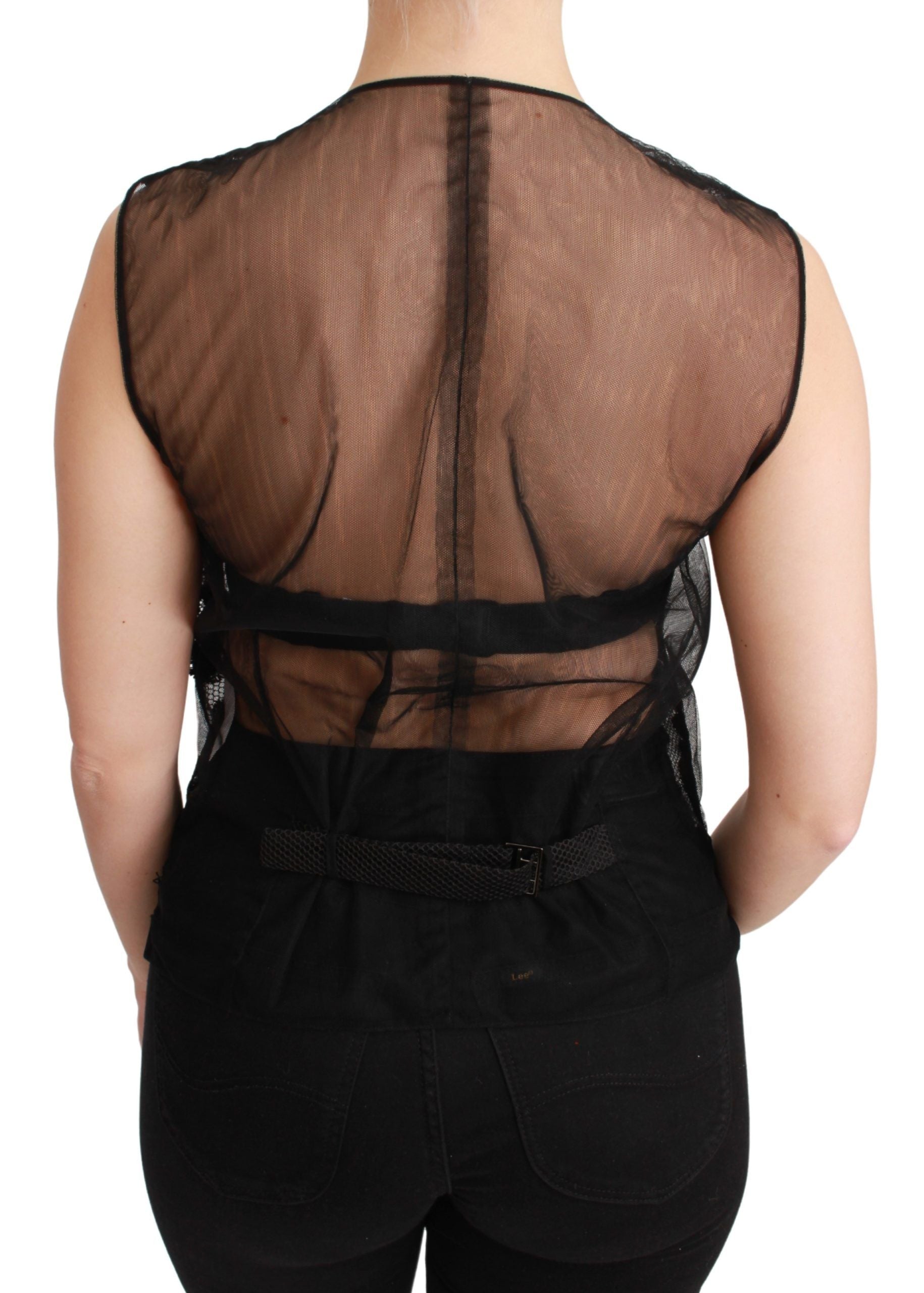 Dolce &amp; Gabbana – Elegante Weste aus schwarzer Seidenmischung mit Blumenmuster