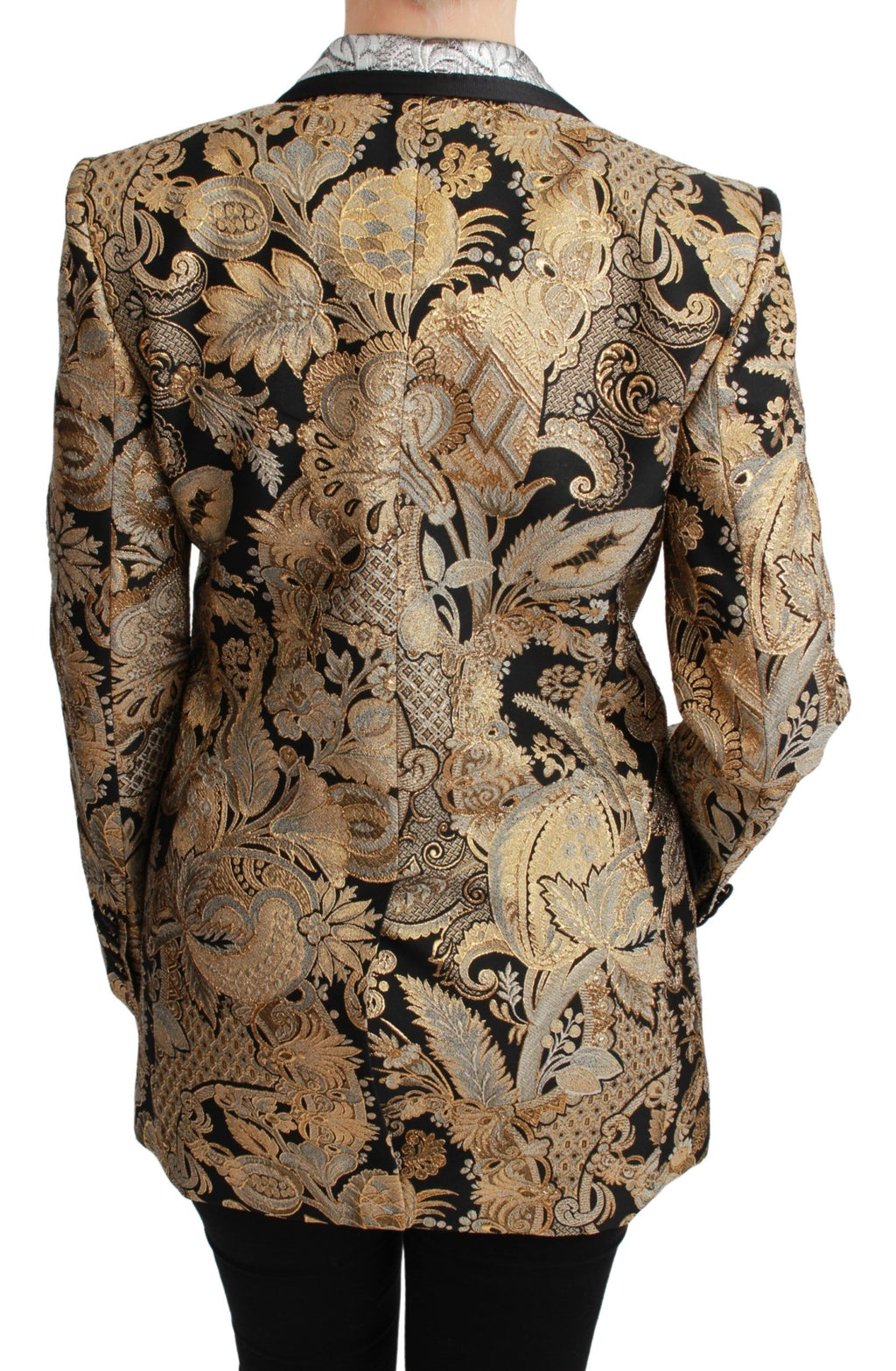 Dolce &amp; Gabbana – Eleganter Blazer aus goldfarbenem Jacquard mit Blumenmuster