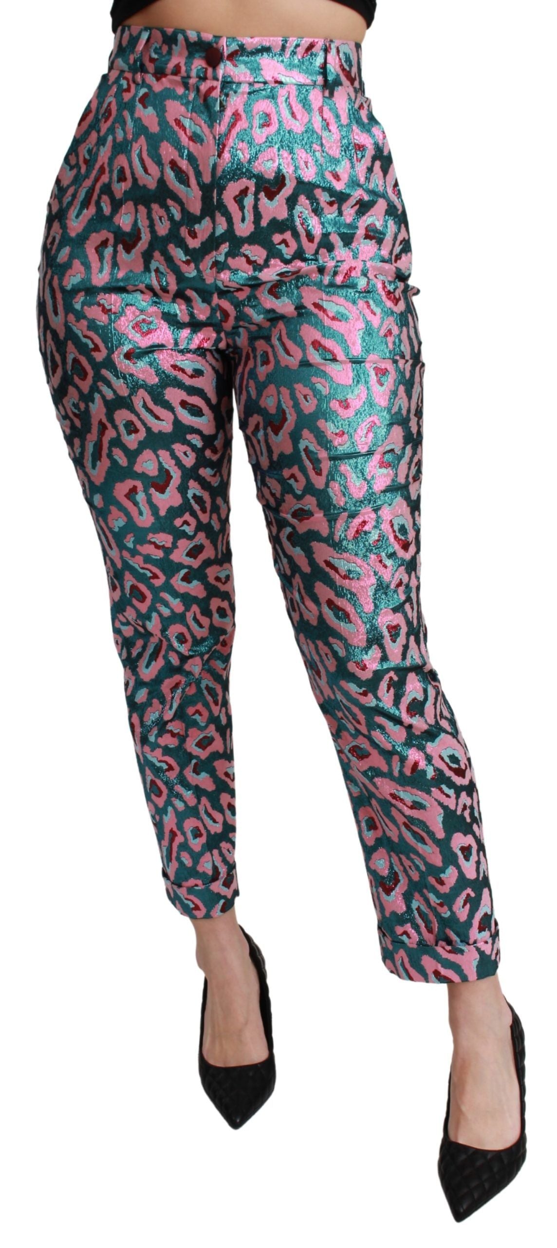 Dolce &amp; Gabbana Elegante, hoch taillierte, verkürzte Hose aus Seidenmischung
