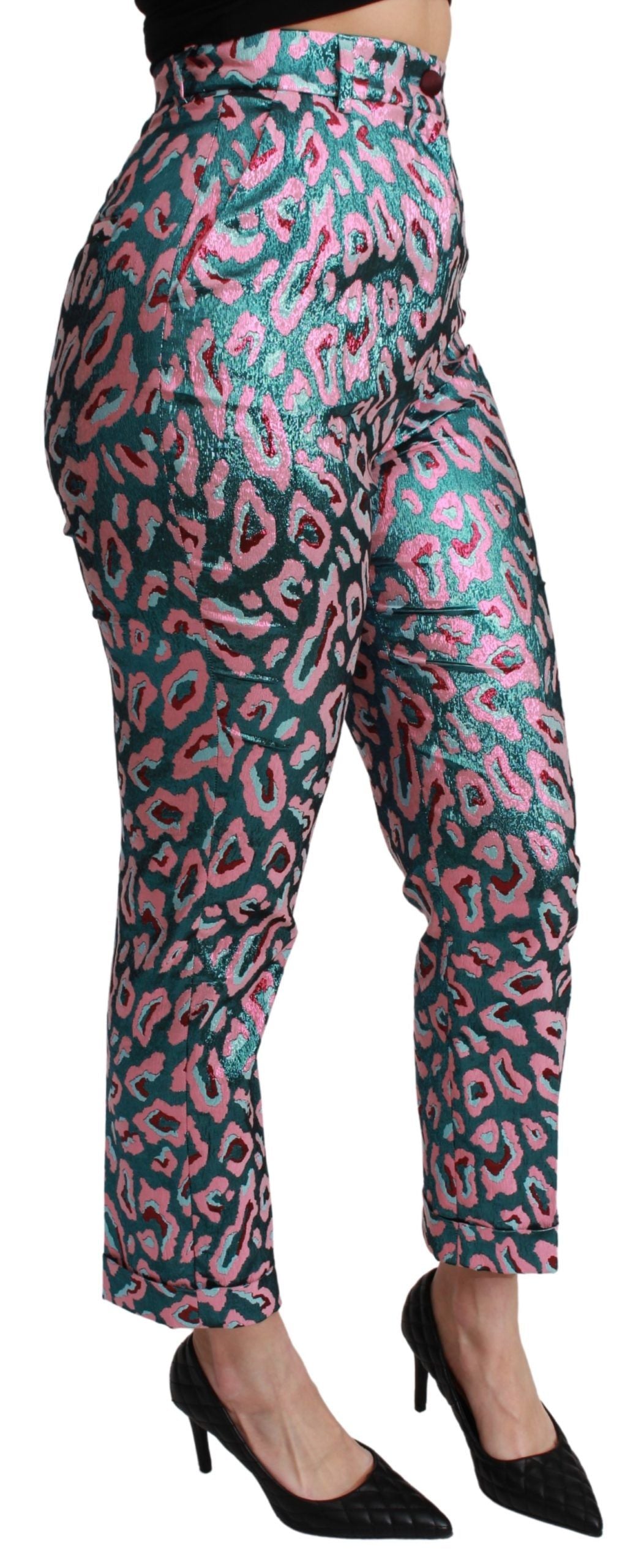 Dolce &amp; Gabbana Elegante, hoch taillierte, verkürzte Hose aus Seidenmischung