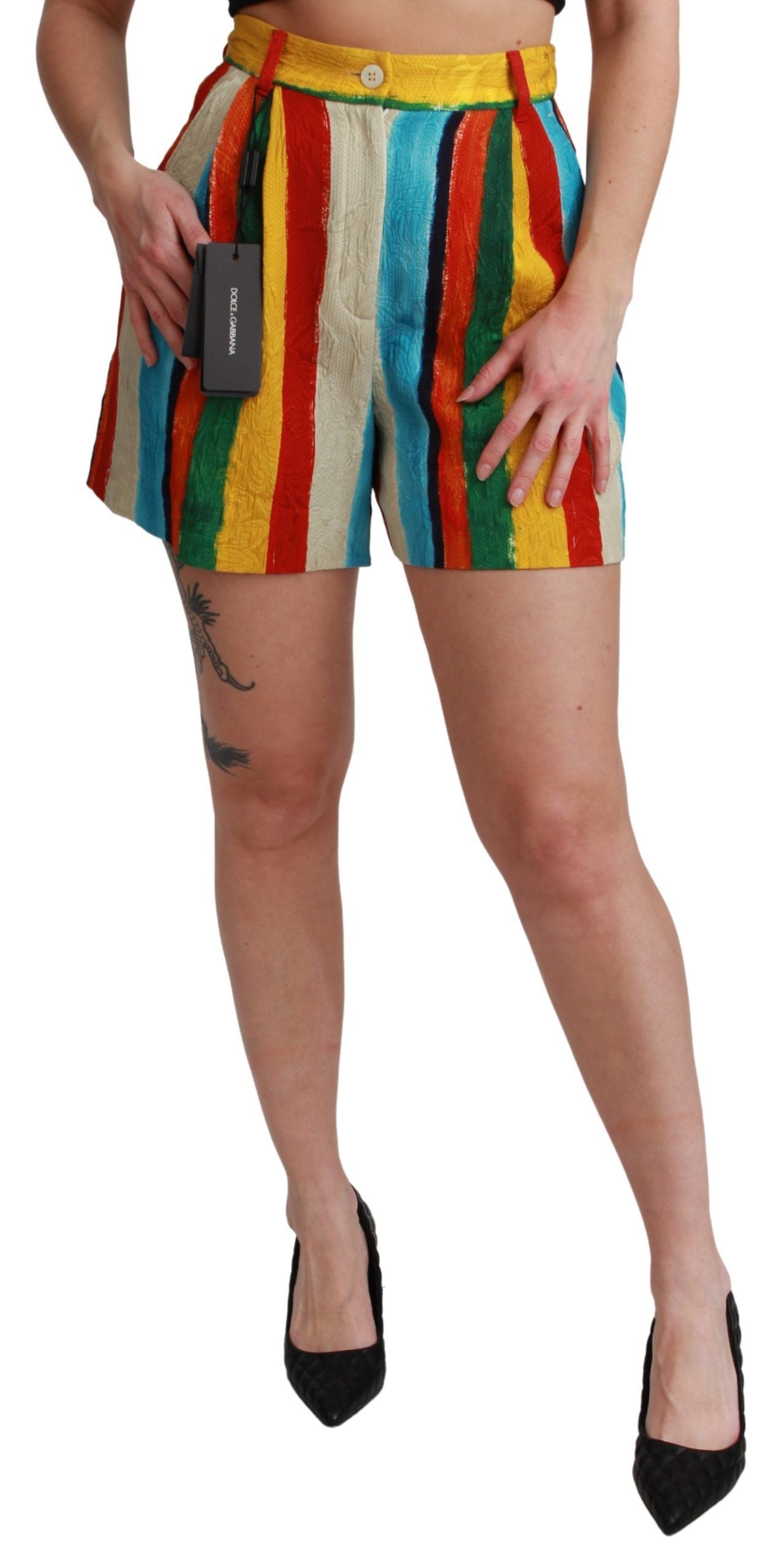 Dolce &amp; Gabbana Mehrfarbig gestreifte Shorts mit hoher Taille
