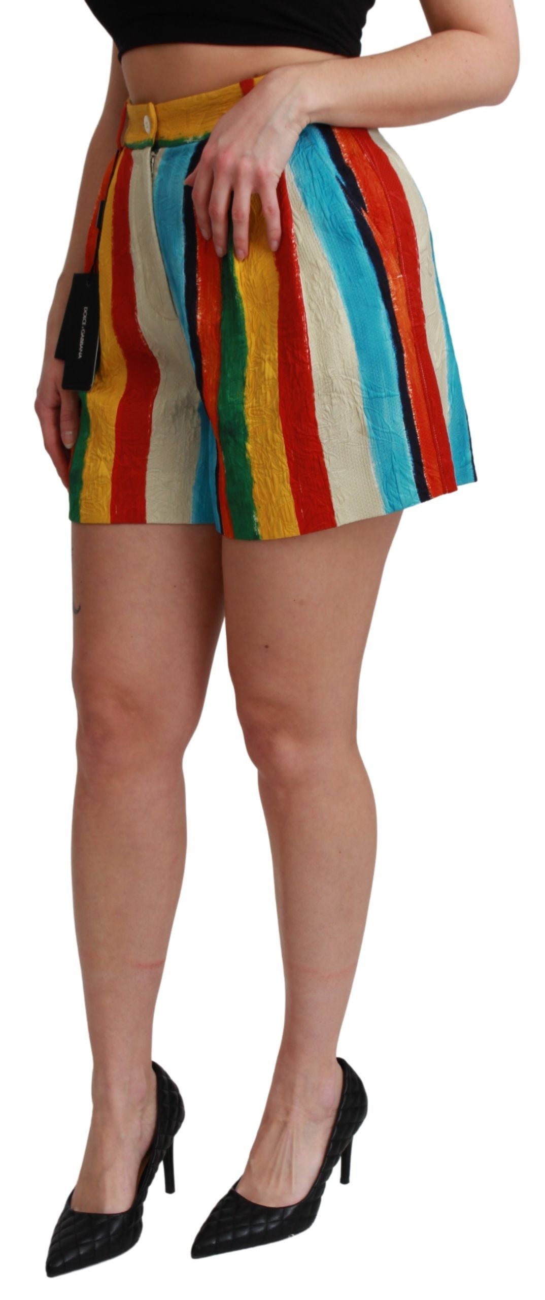 Dolce &amp; Gabbana Mehrfarbig gestreifte Shorts mit hoher Taille