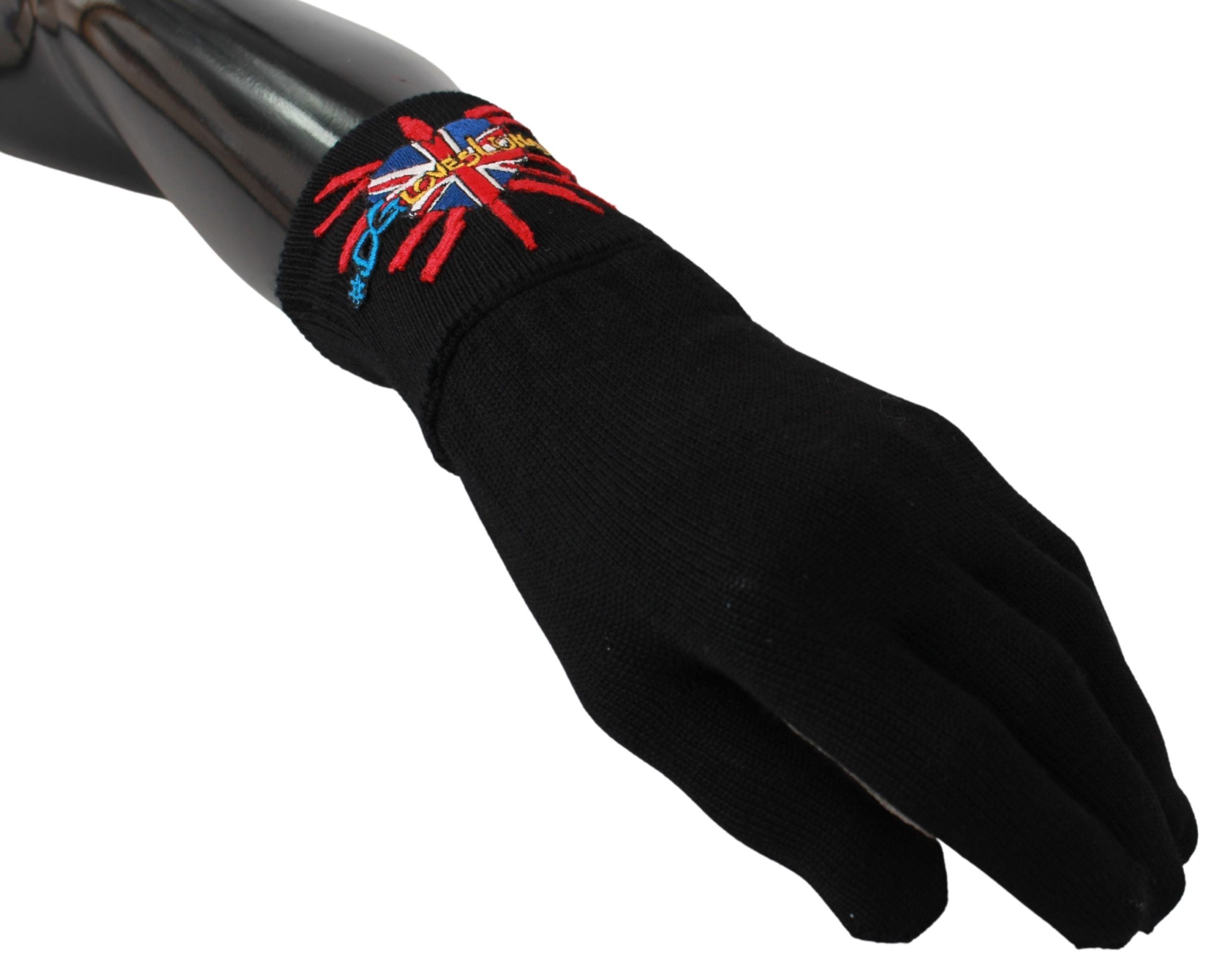 Dolce &amp; Gabbana Elegante schwarze Unisex-Handschuhe aus Schurwolle