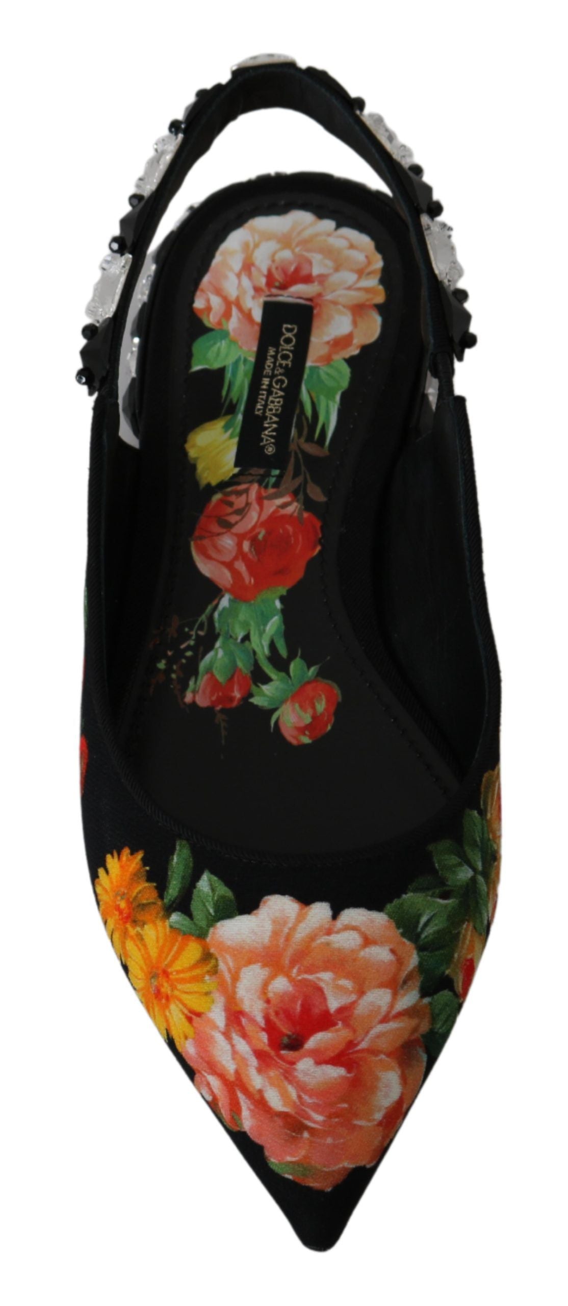 Dolce &amp; Gabbana Elegante, mit Kristallen verzierte Flats mit Blumenmuster