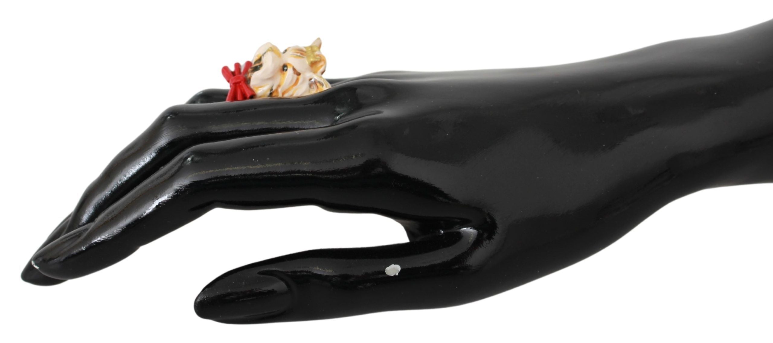 Dolce &amp; Gabbana Schicker goldfarbener Statement-Ring mit Hundemotiv