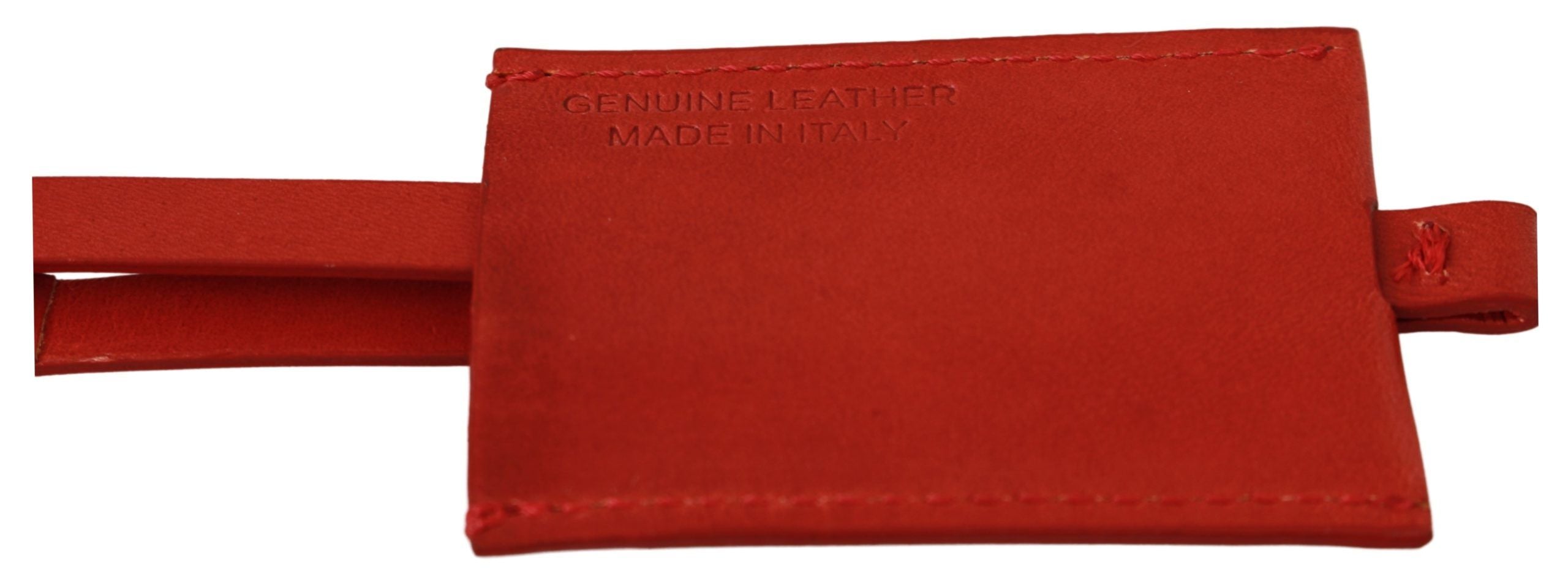 Costume National Eleganter Schlüsselanhänger aus Leder und Metall – Rot