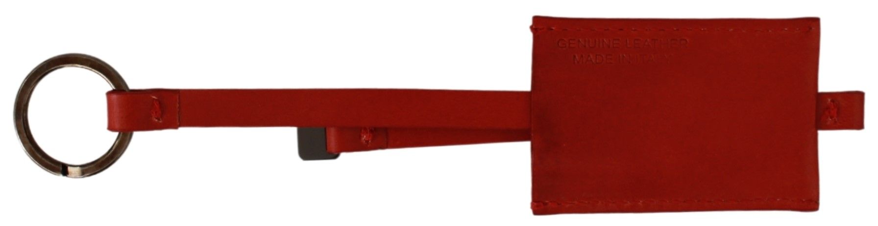 Costume National Eleganter Schlüsselanhänger aus Leder und Metall – Rot
