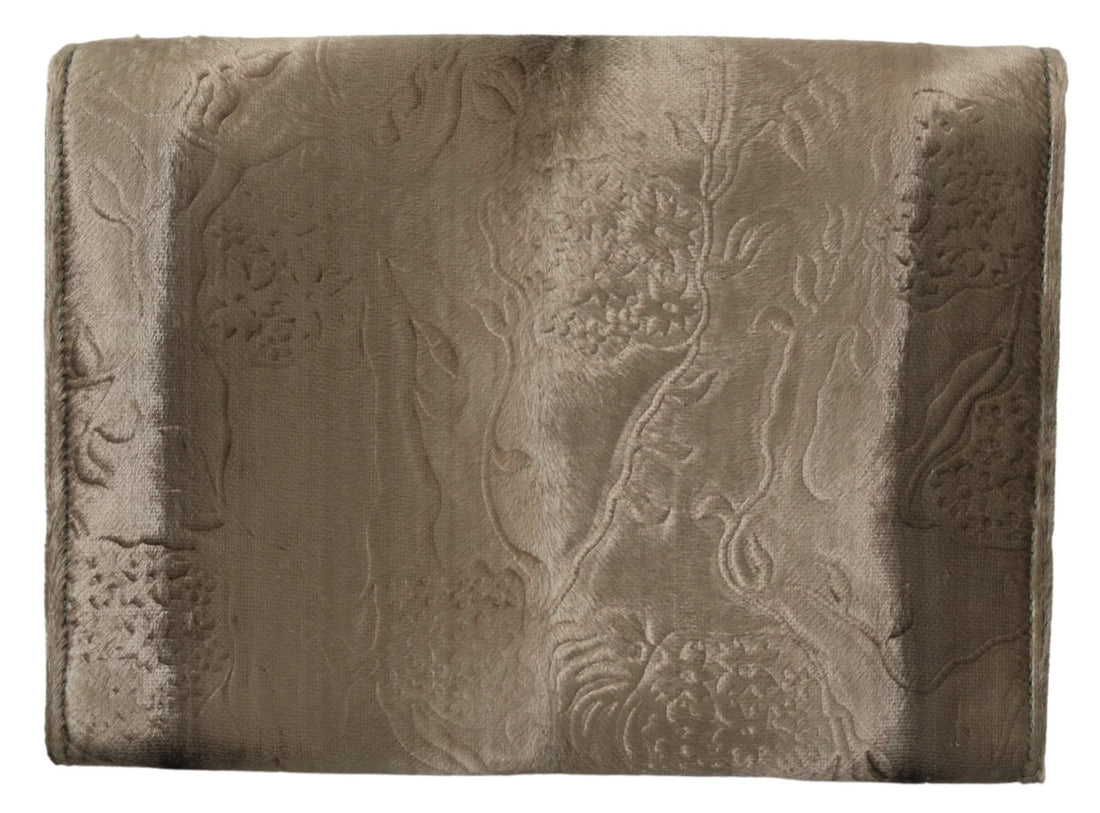 Dolce &amp; Gabbana Beige Aktentasche aus Samt mit Kroko-Print