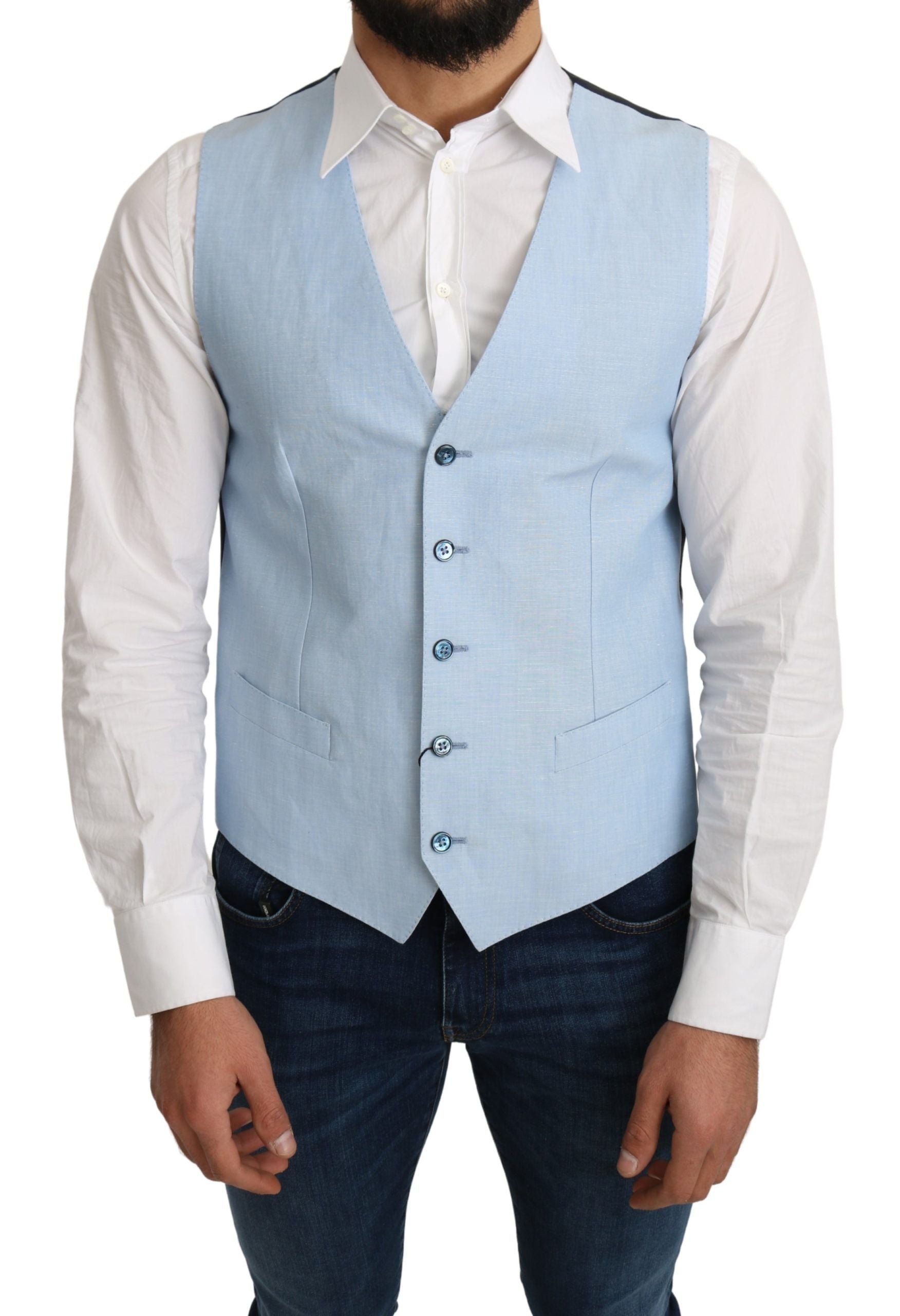 Dolce &amp; Gabbana Elegante Azurblaue formelle Weste für Herren