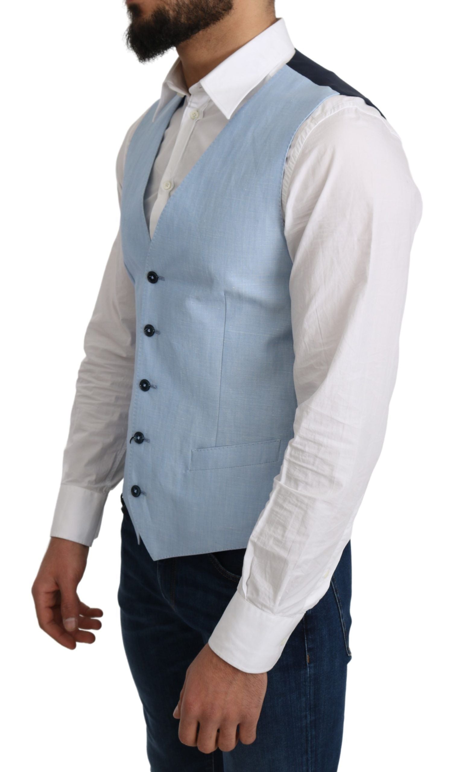 Dolce &amp; Gabbana Elegante Azurblaue formelle Weste für Herren
