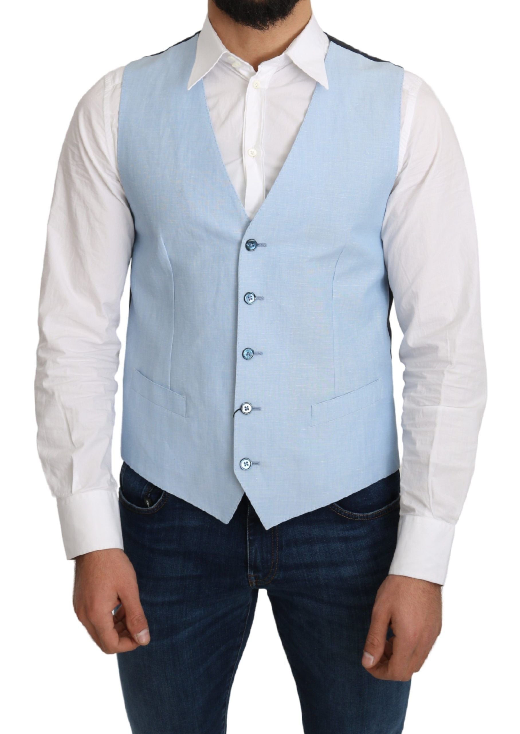 Dolce &amp; Gabbana Elegante Azurblaue formelle Weste für Herren