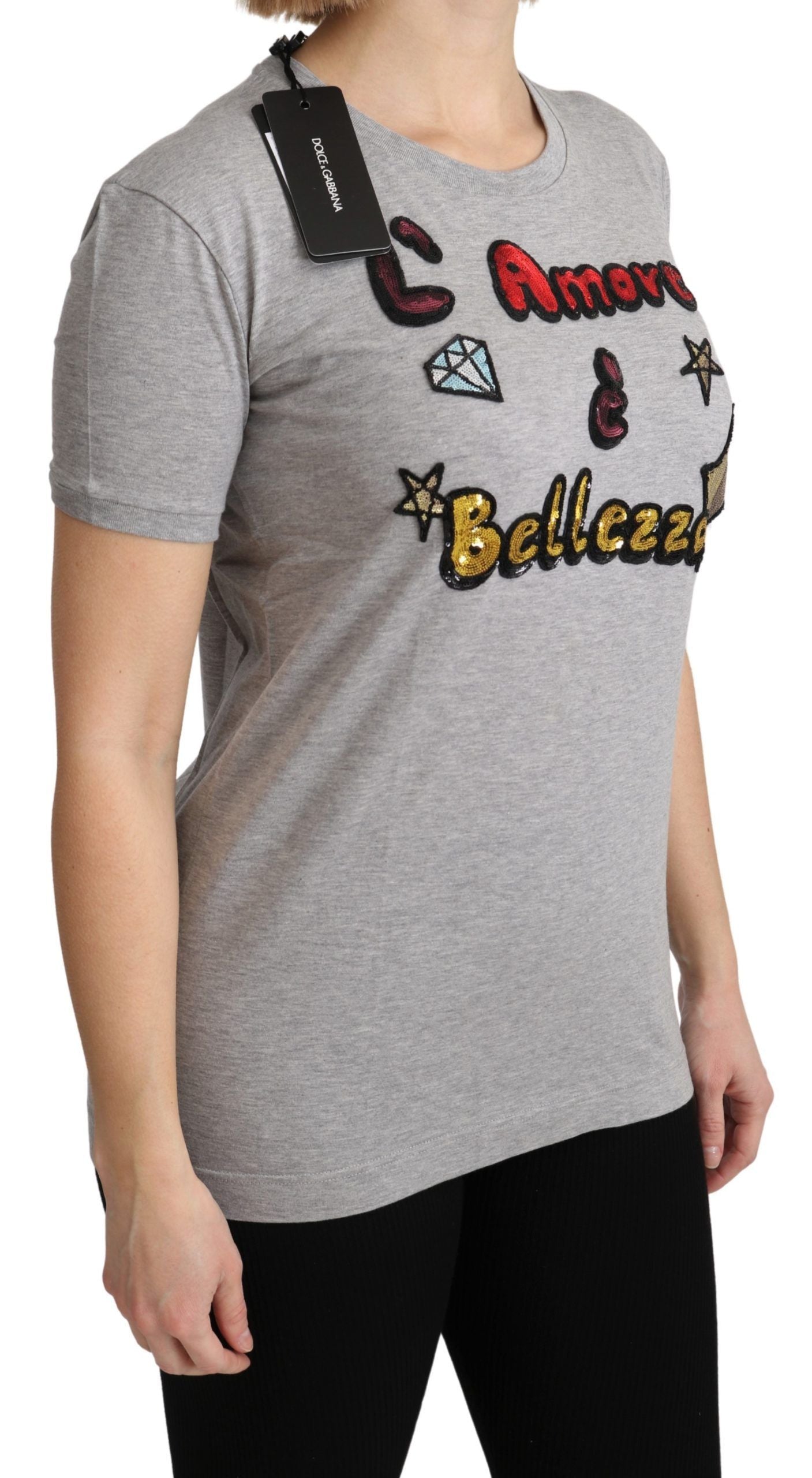 Dolce &amp; Gabbana Baumwoll-T-Shirt mit Paillettenmotiv