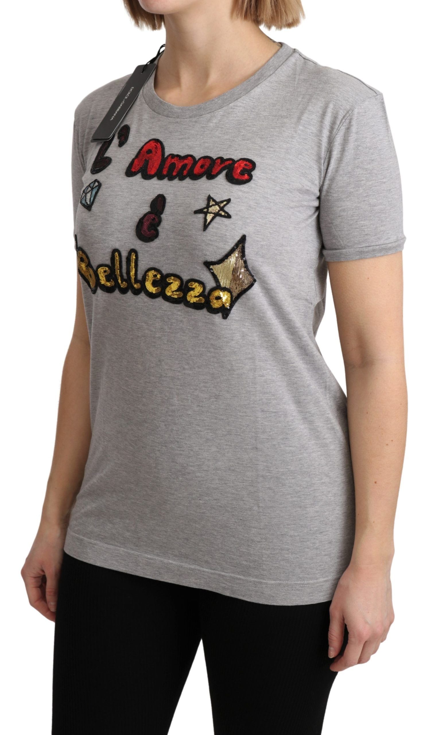 Dolce &amp; Gabbana Baumwoll-T-Shirt mit Paillettenmotiv