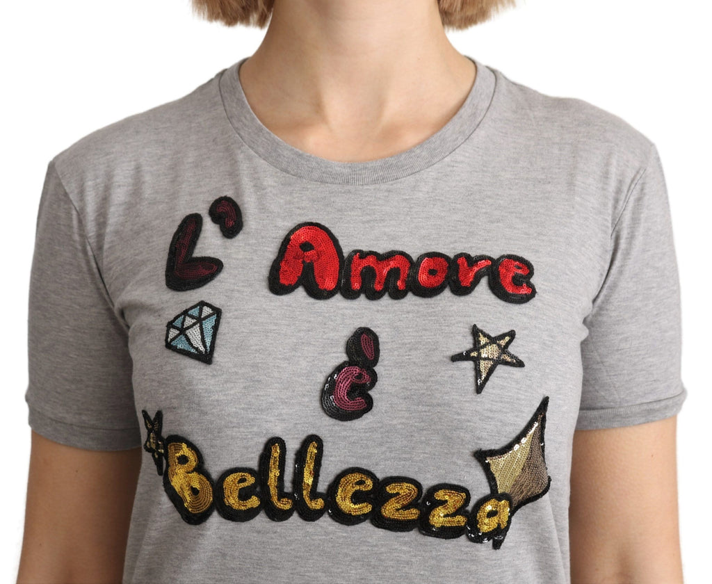 Dolce &amp; Gabbana Baumwoll-T-Shirt mit Paillettenmotiv