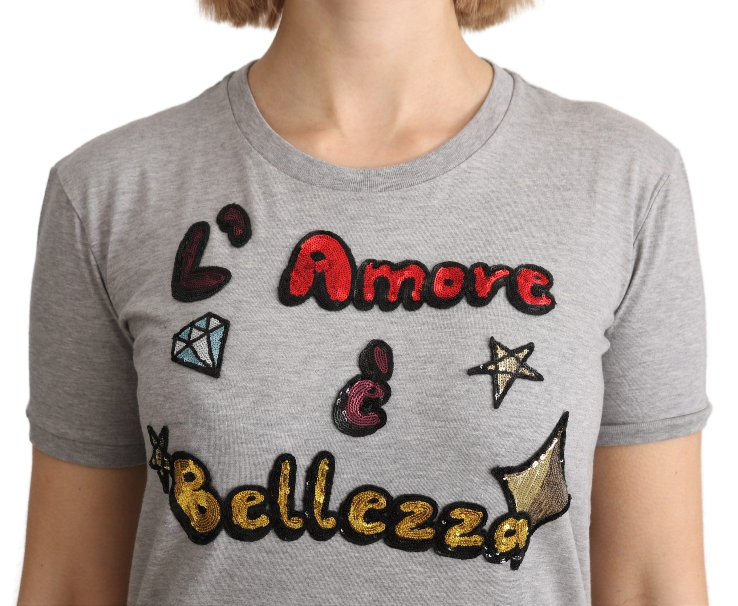 Dolce &amp; Gabbana Baumwoll-T-Shirt mit Paillettenmotiv