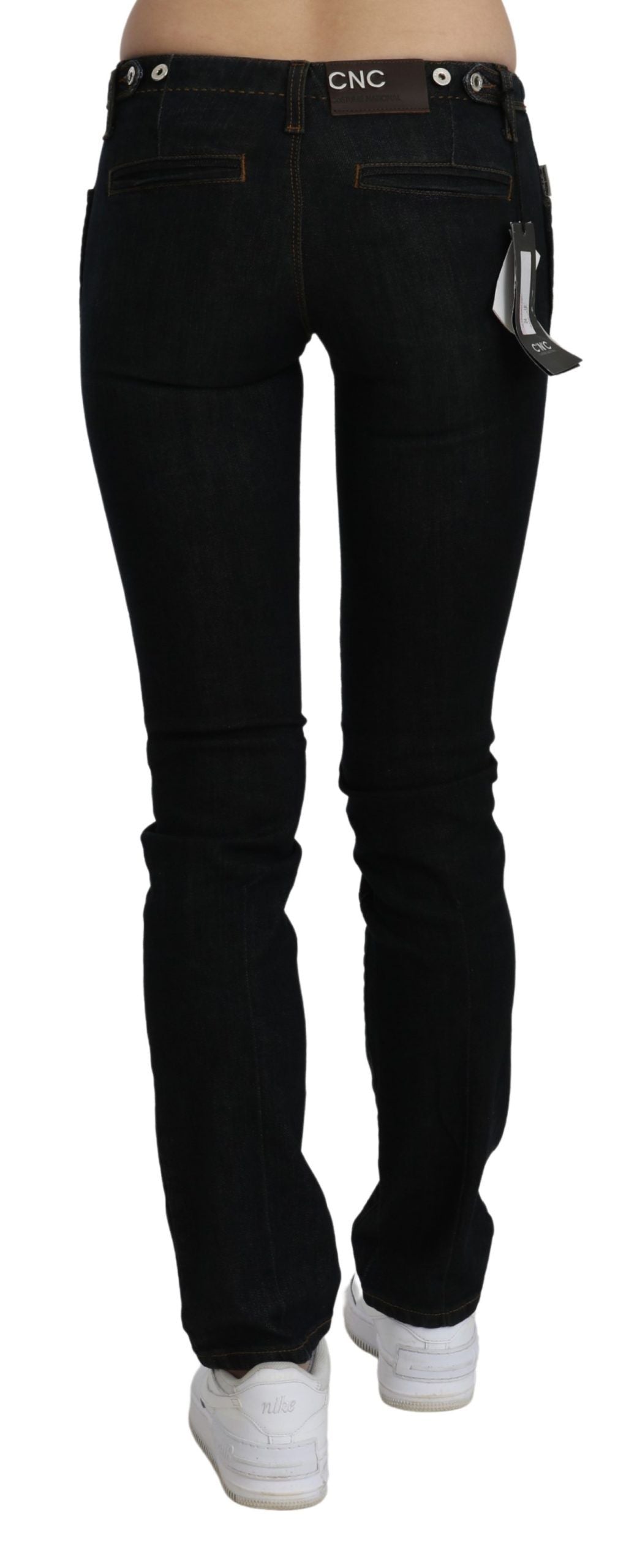 Costume National Chic Schwarze Slim Fit Jeans mit mittelhohem Bund