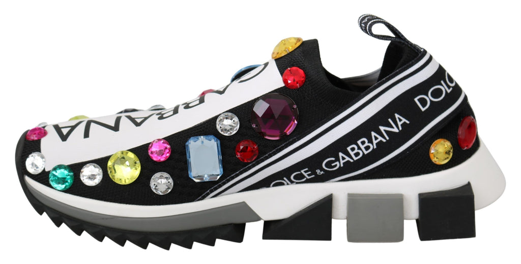 Dolce &amp; Gabbana – Schwarze Low-Top-Sneaker mit Kristallverzierung