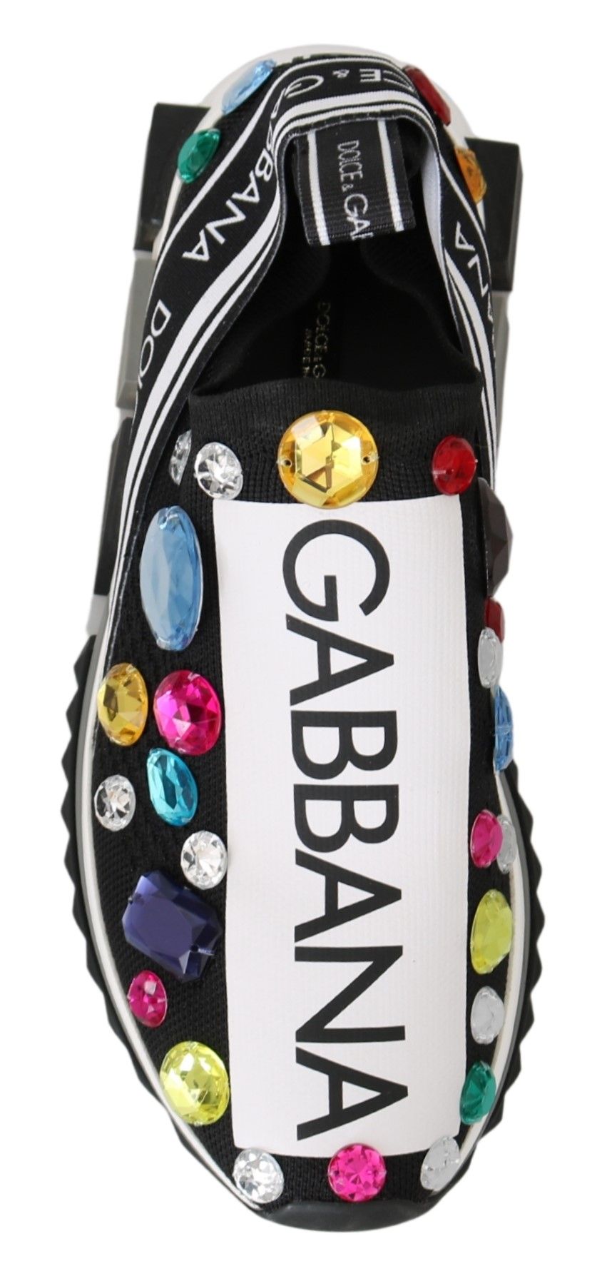 Dolce &amp; Gabbana – Schwarze Low-Top-Sneaker mit Kristallverzierung