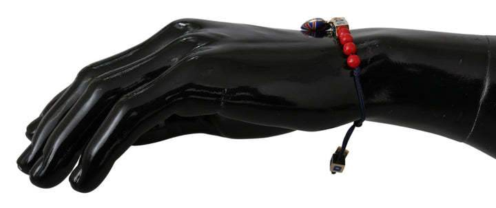 Dolce &amp; Gabbana Elegantes Armband aus blau-roter Glas-Baumwollmischung