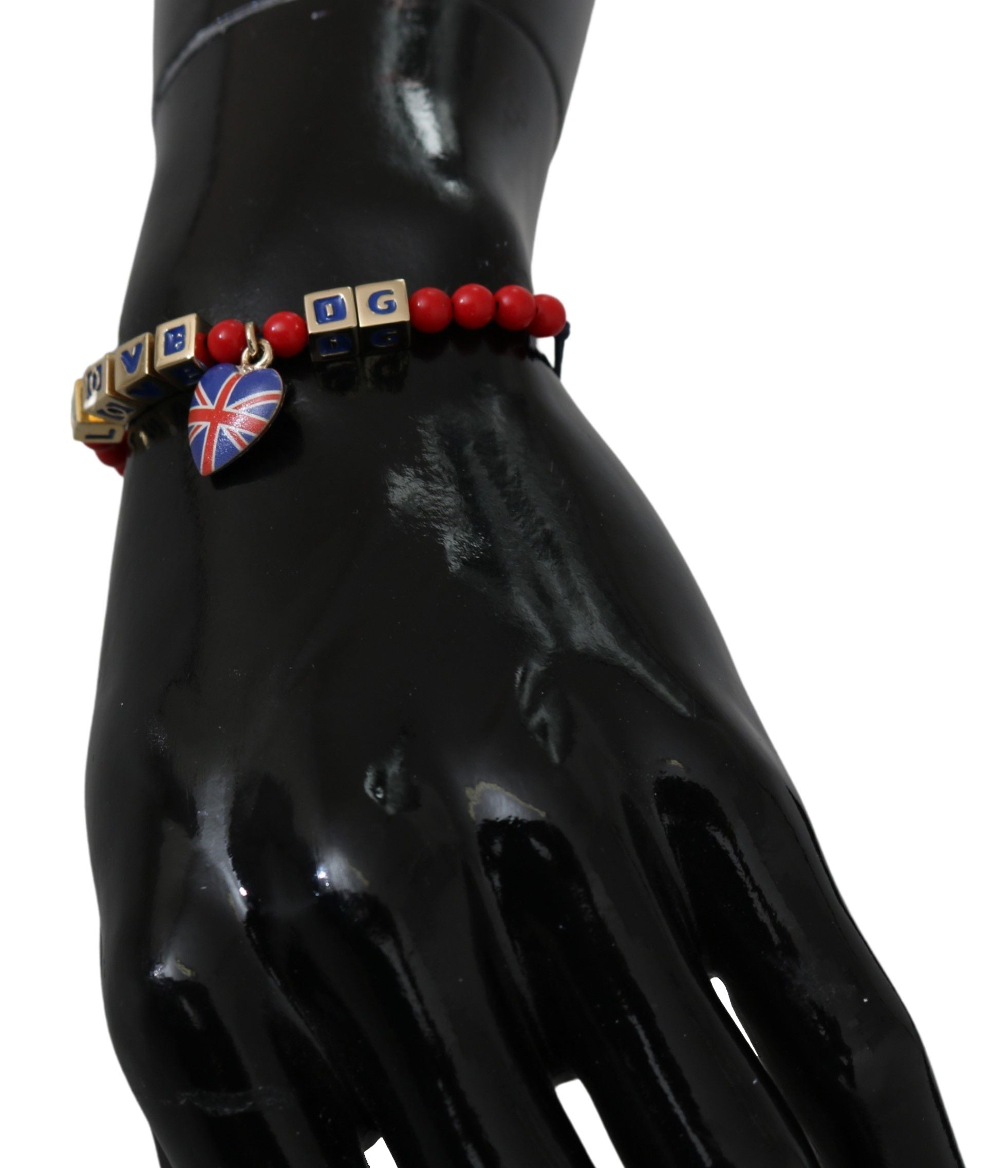 Dolce &amp; Gabbana Elegantes Armband aus blau-roter Glas-Baumwollmischung