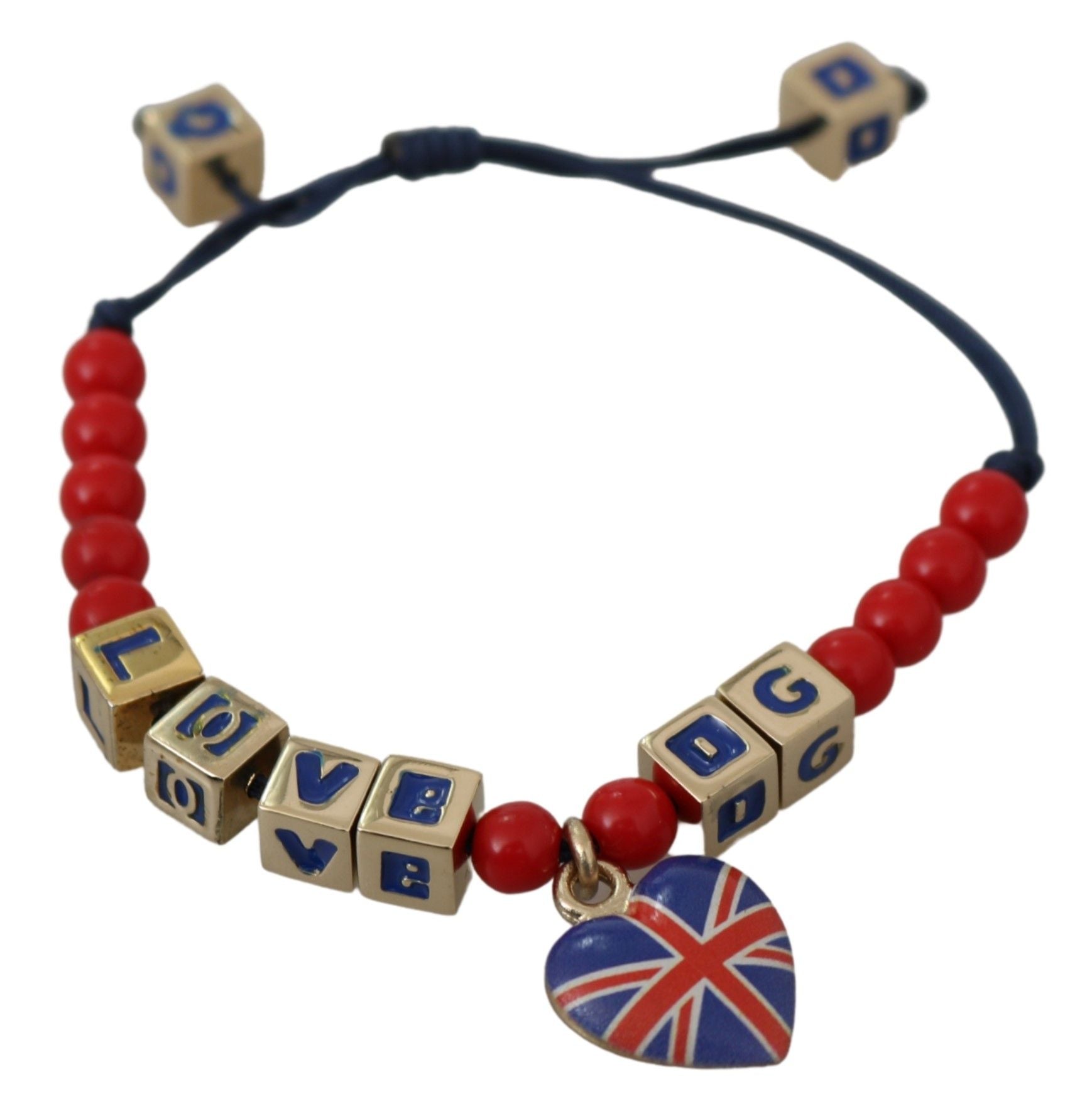 Dolce &amp; Gabbana Elegantes Armband aus blau-roter Glas-Baumwollmischung