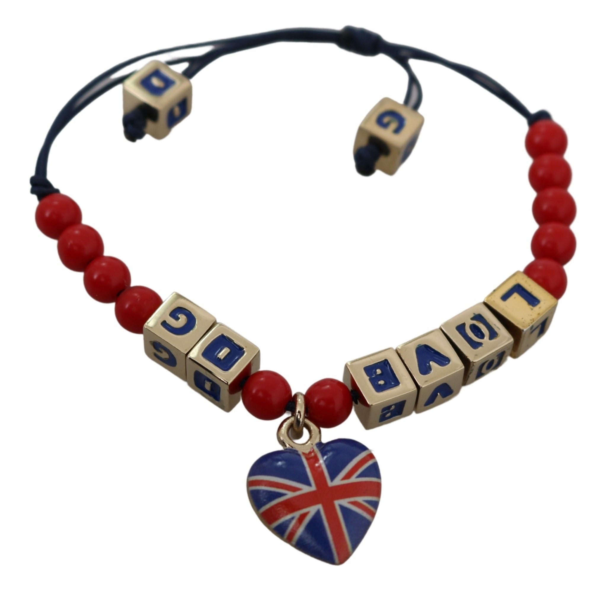Dolce &amp; Gabbana Elegantes Armband aus blau-roter Glas-Baumwollmischung