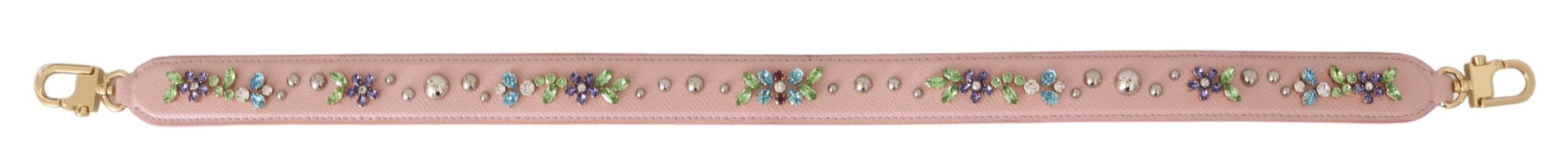 Dolce &amp; Gabbana – Atemberaubendes rosa Lederarmband mit Kristallbesatz