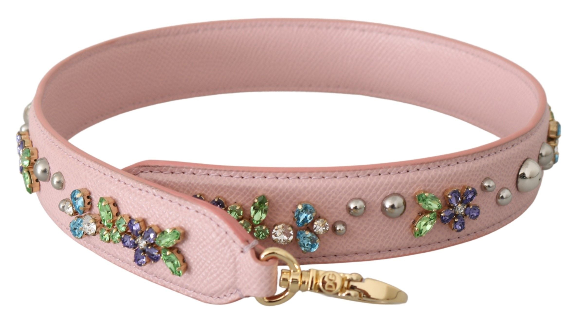 Dolce &amp; Gabbana – Atemberaubendes rosa Lederarmband mit Kristallbesatz