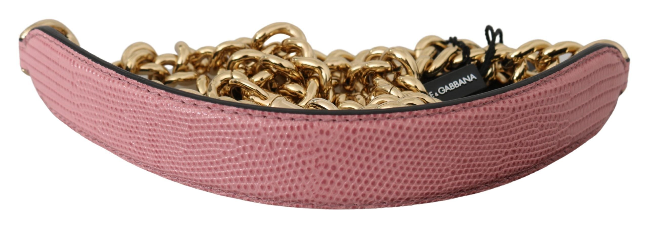 Dolce &amp; Gabbana Eleganter Schultergurt aus roségoldenem Leder