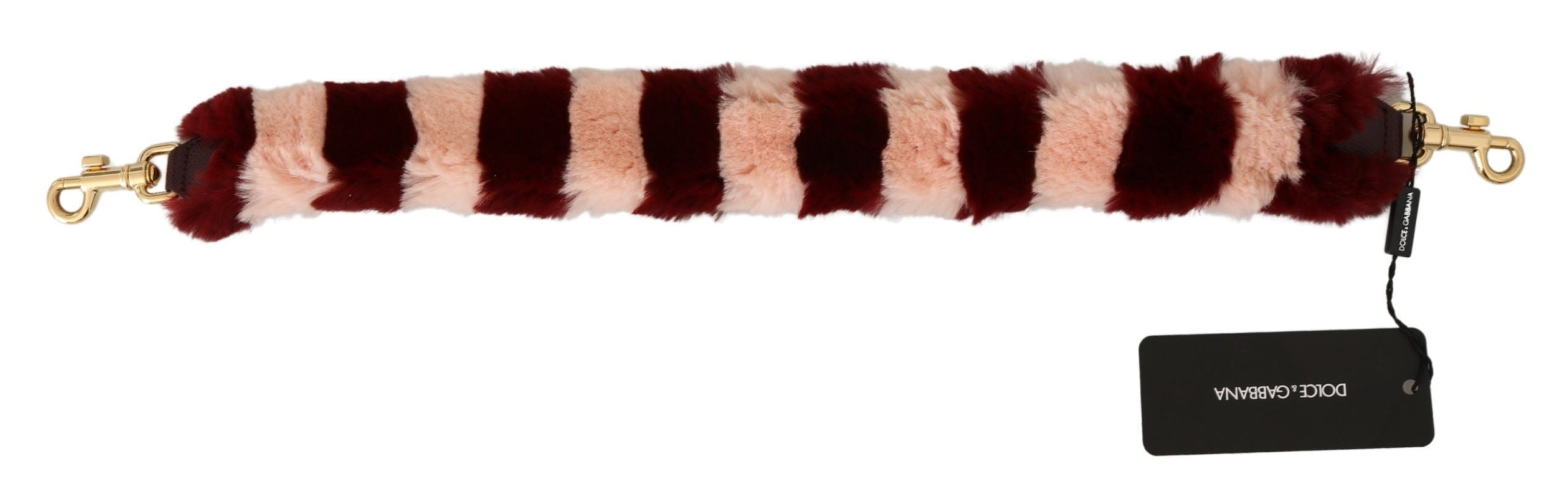 Dolce &amp; Gabbana Bordeaux Pink Pelz Schultergurt Luxus Accessoire