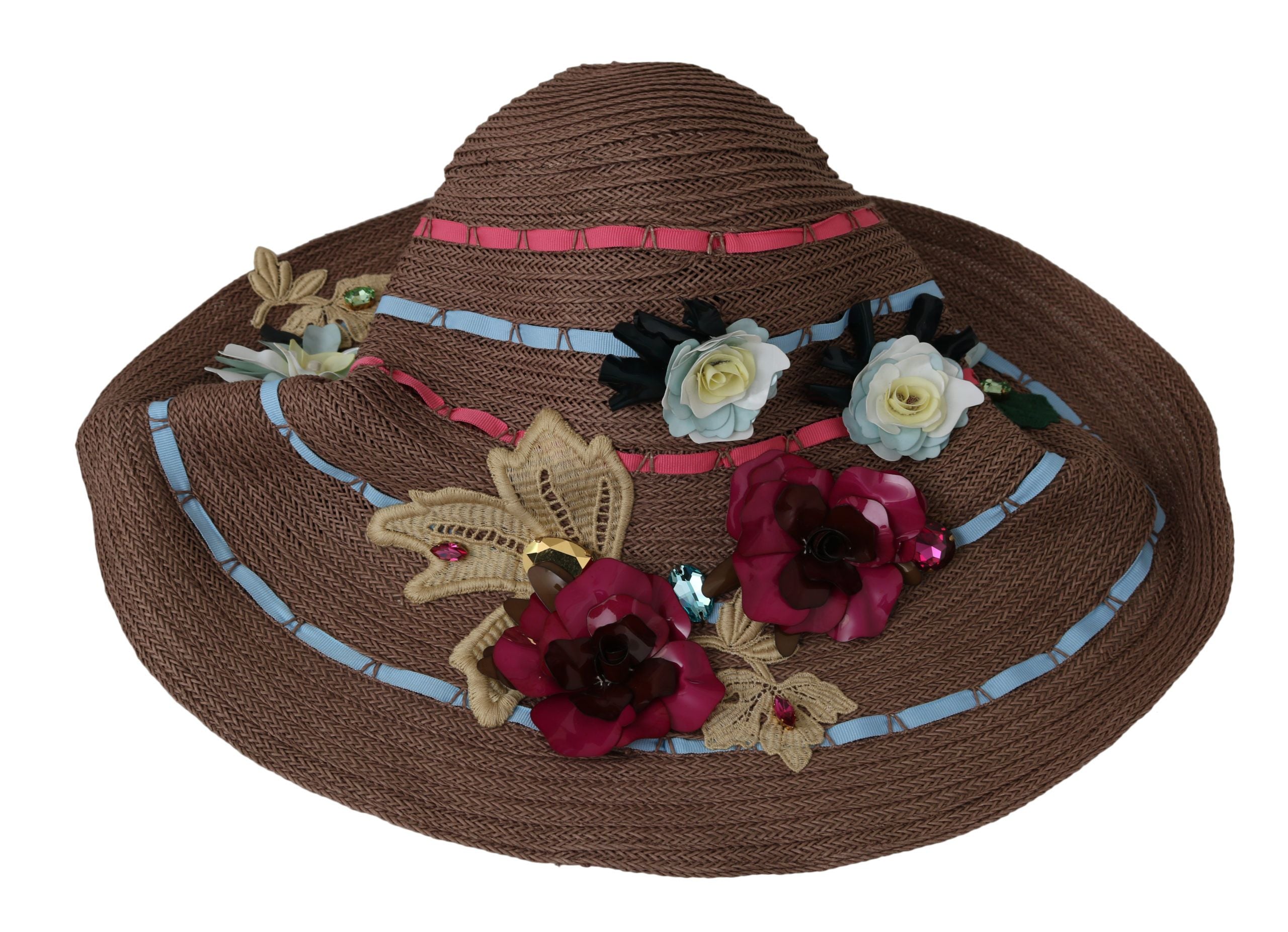 Dolce &amp; Gabbana Eleganter Schlapphut aus Stroh mit floralen Akzenten