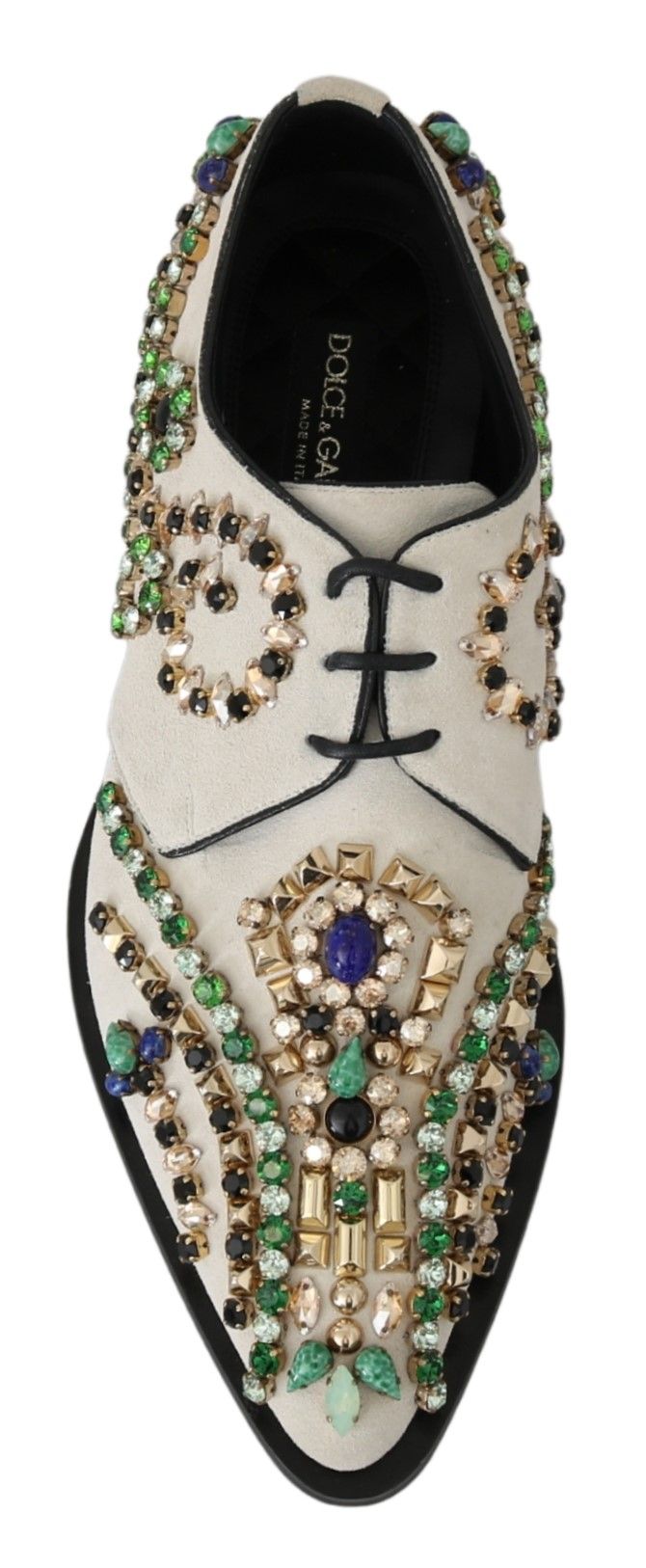 Dolce &amp; Gabbana – Elegante Ballerinas aus weißem Wildleder mit Kristallen
