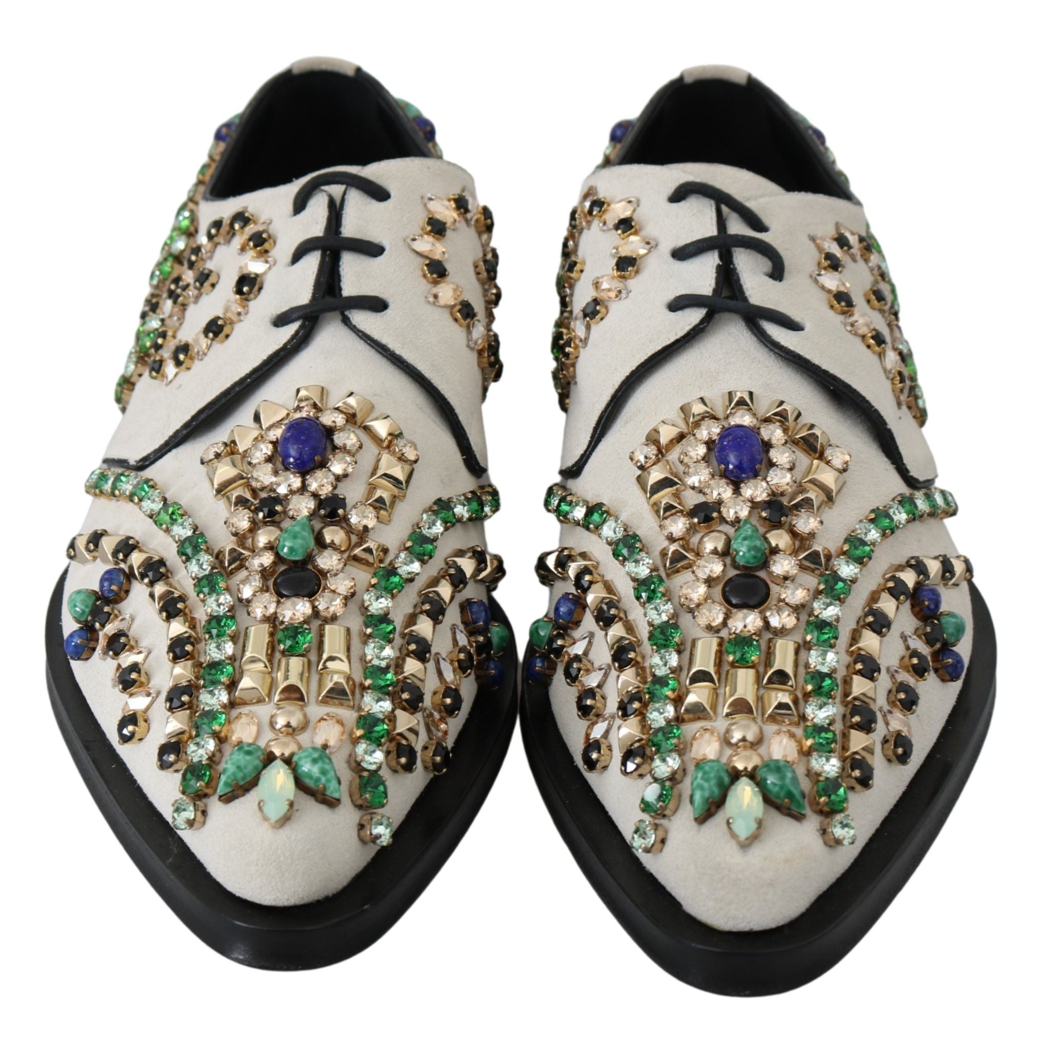 Dolce &amp; Gabbana – Elegante Ballerinas aus weißem Wildleder mit Kristallen