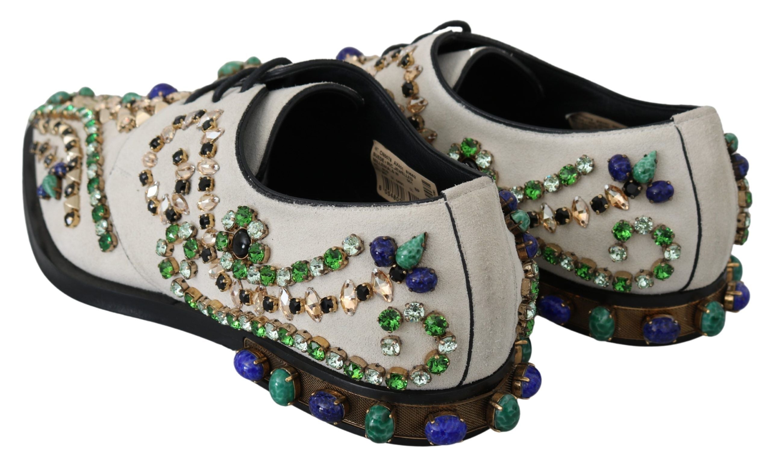 Dolce &amp; Gabbana – Elegante Ballerinas aus weißem Wildleder mit Kristallen